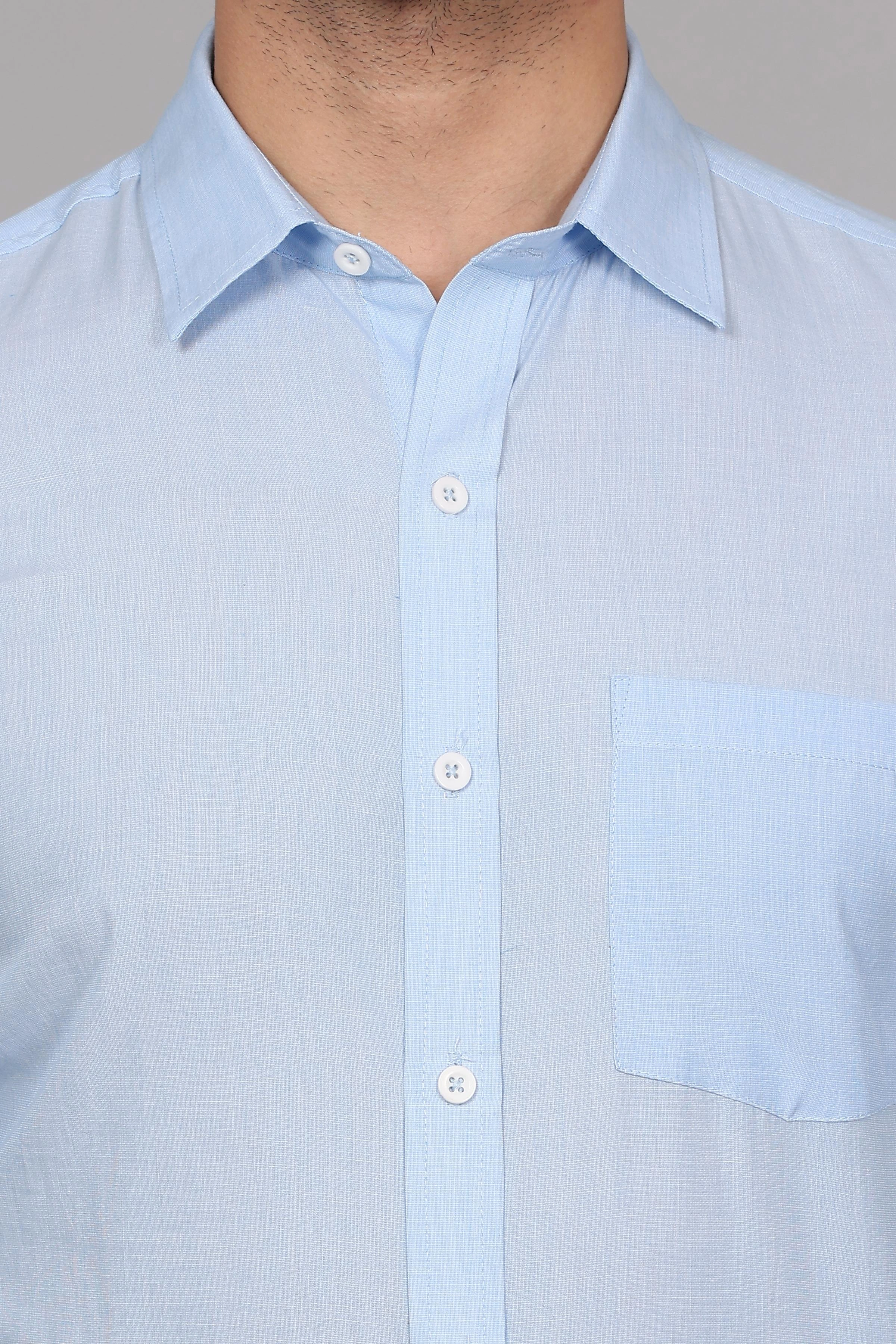 Light Blue Formal Cotton Shirt-S-5