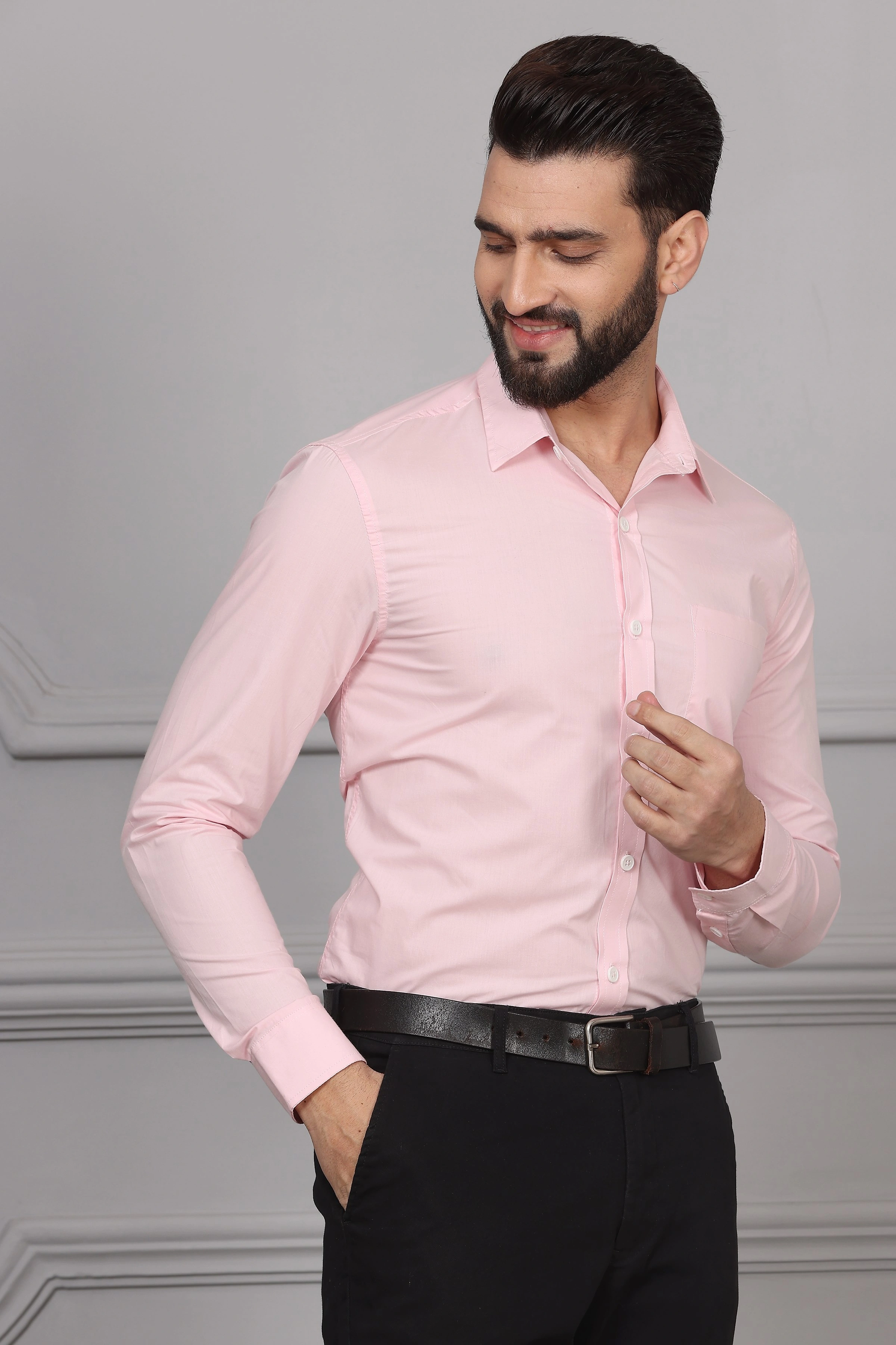 Baby Pink Formal Cotton Shirt-S-2