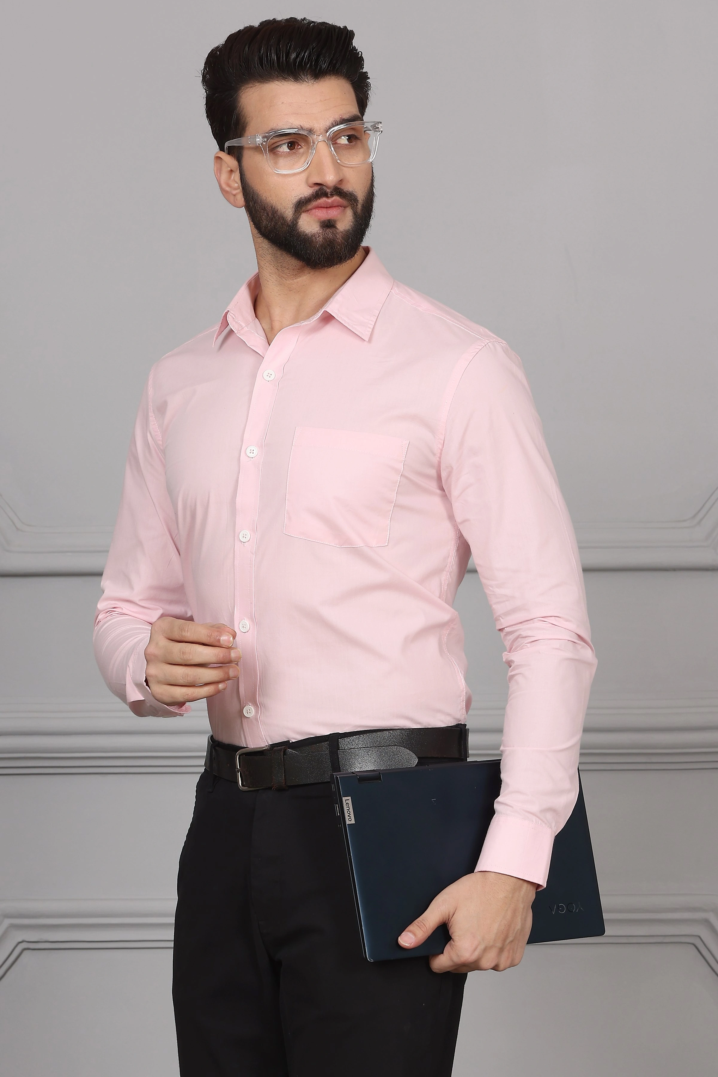 Baby Pink Formal Cotton Shirt-S-3