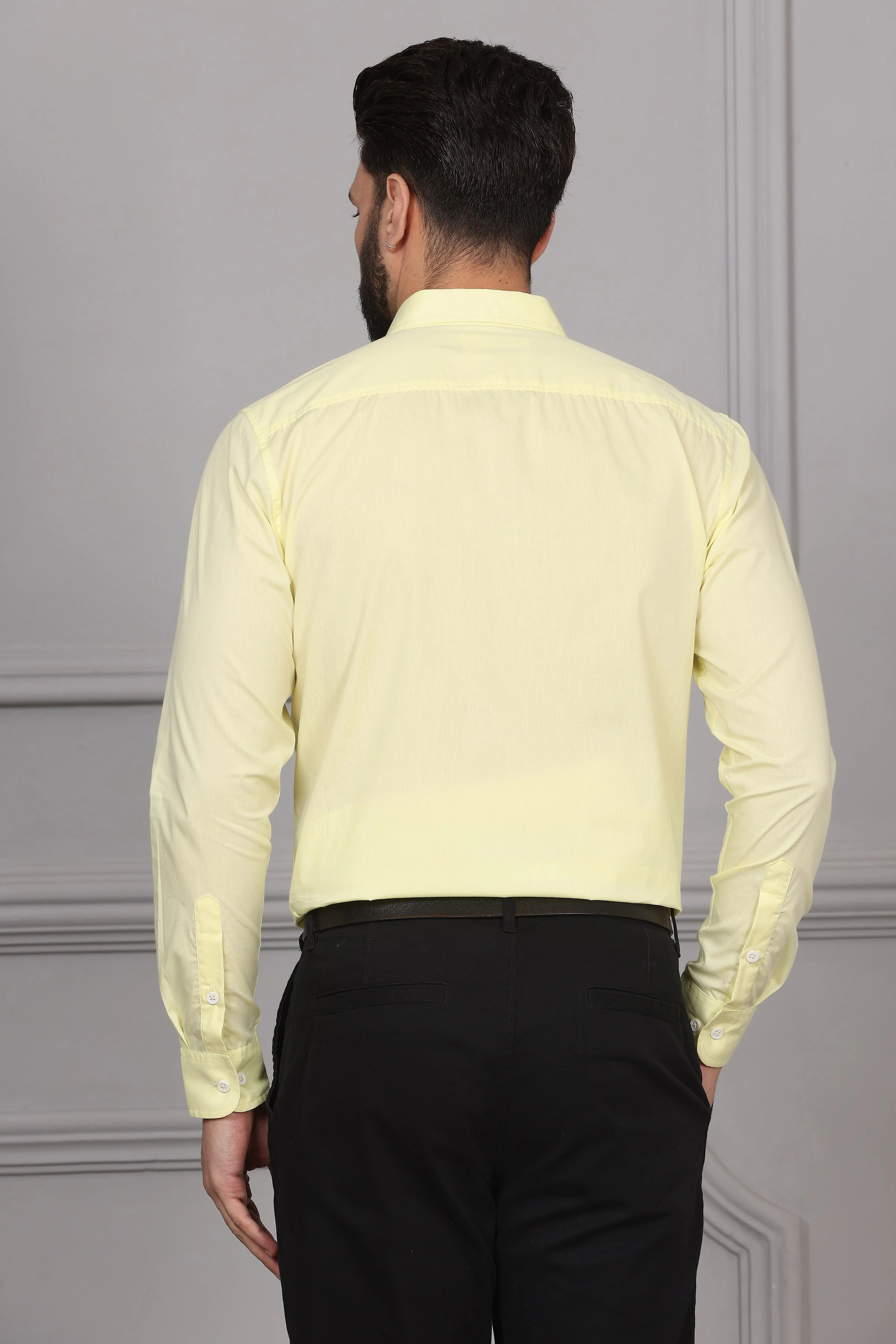 Banana Yellow Formal Cotton Shirt-S-7