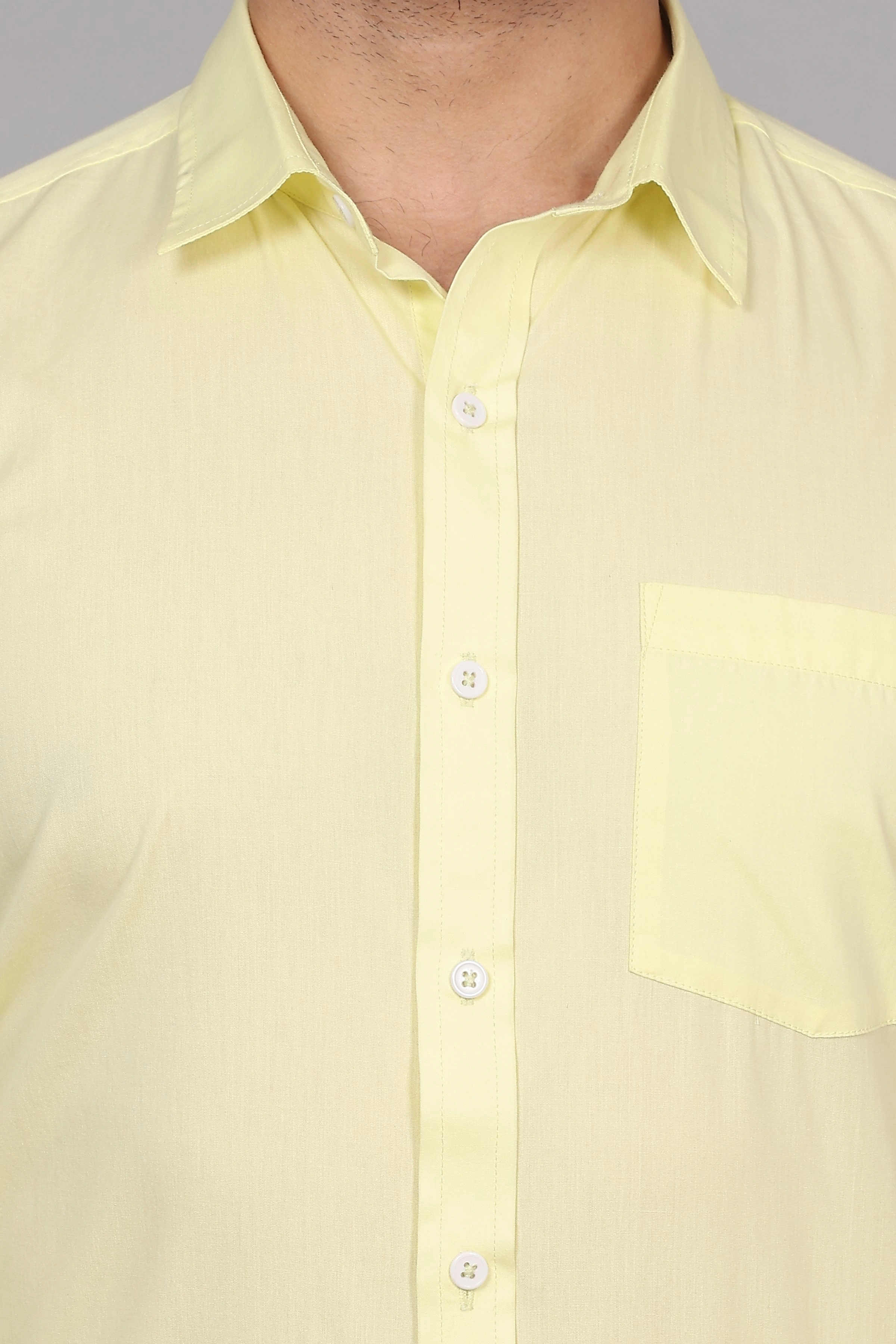 Banana Yellow Formal Cotton Shirt-S-5