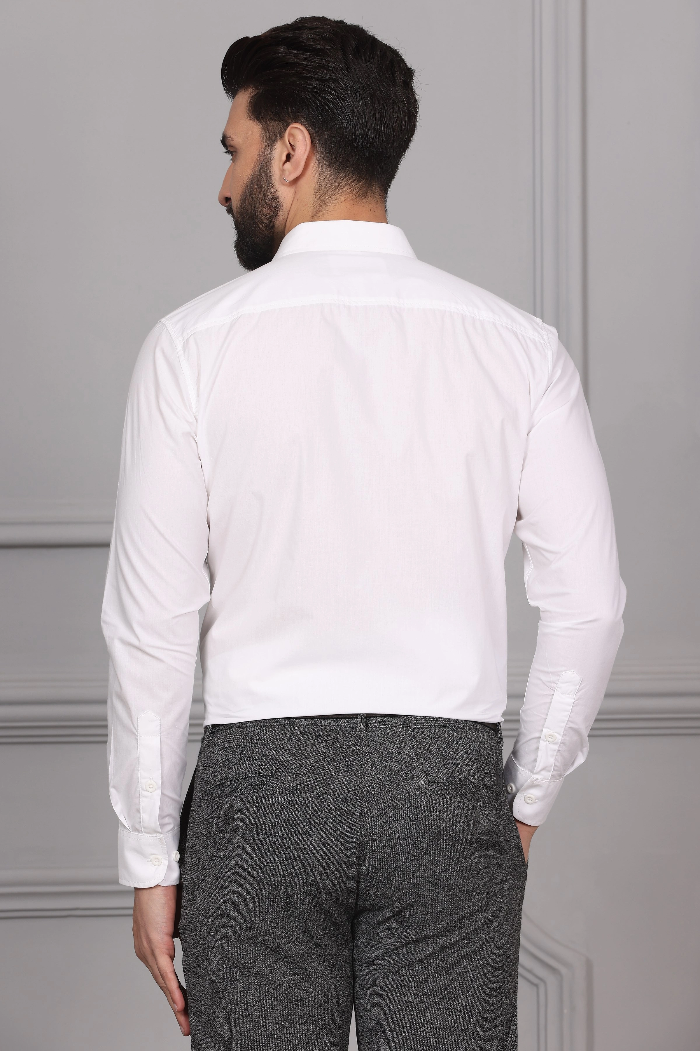 White Formal Cotton Shirt-S-7