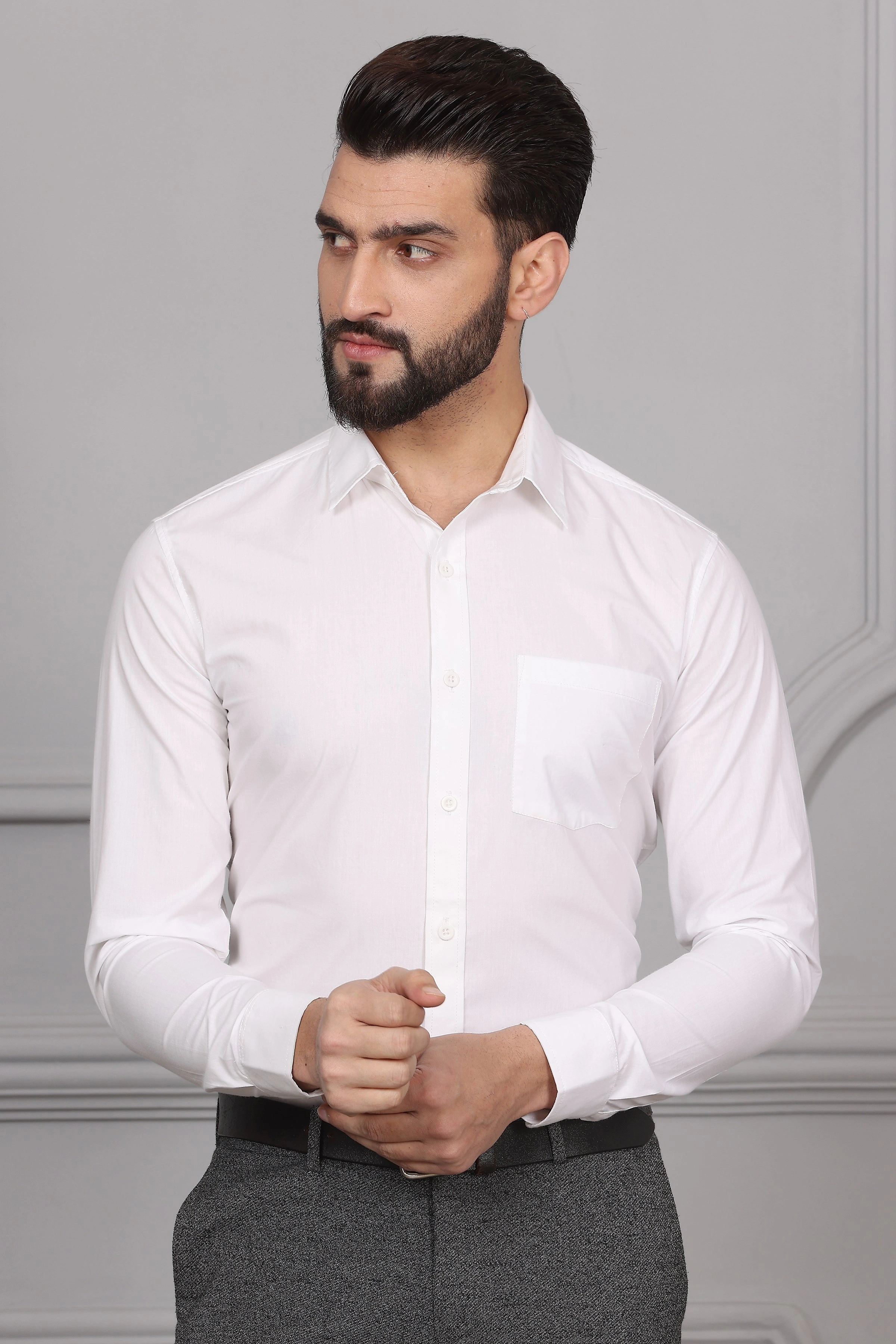 White Formal Cotton Shirt-BE1146-S