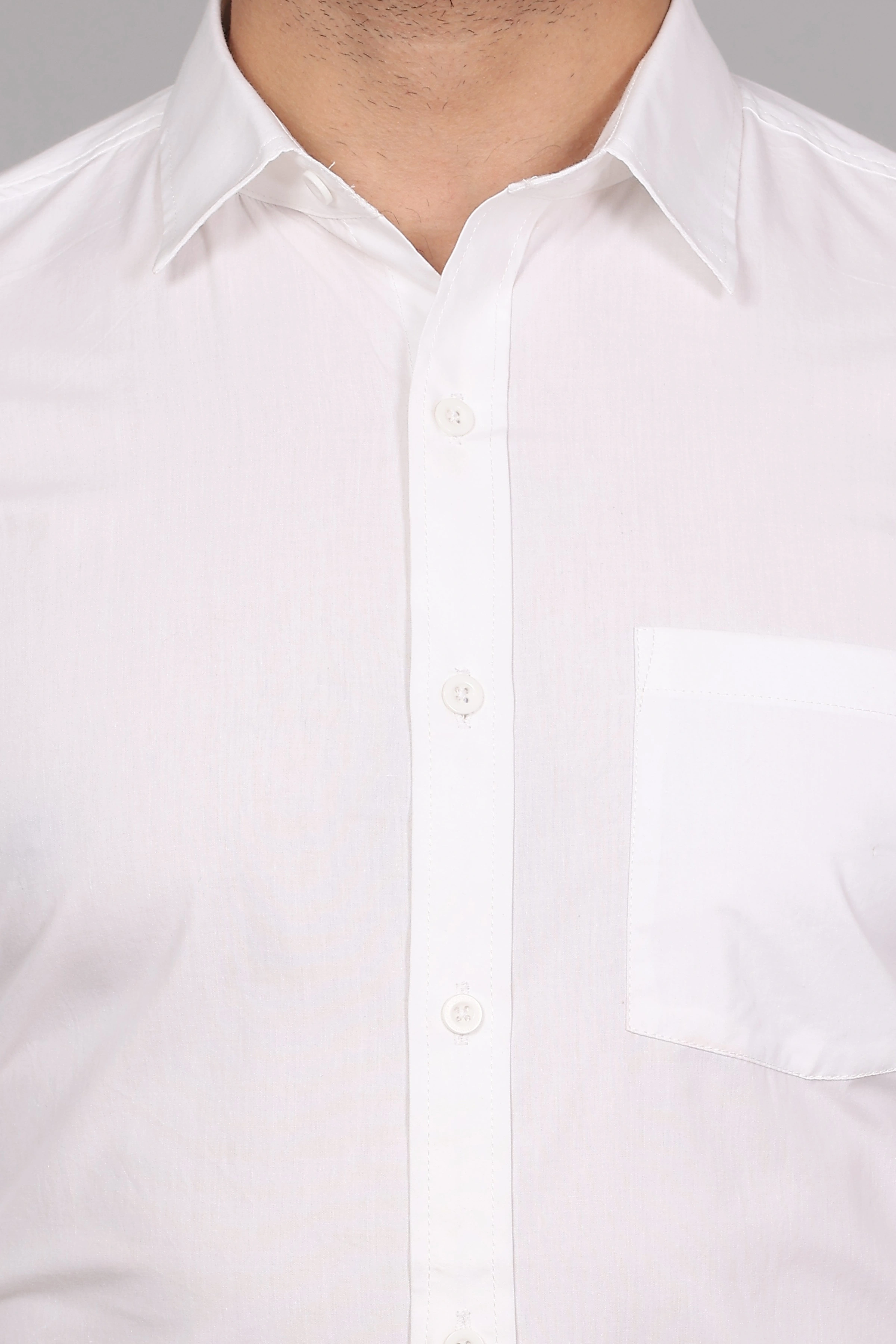 White Formal Cotton Shirt-S-5