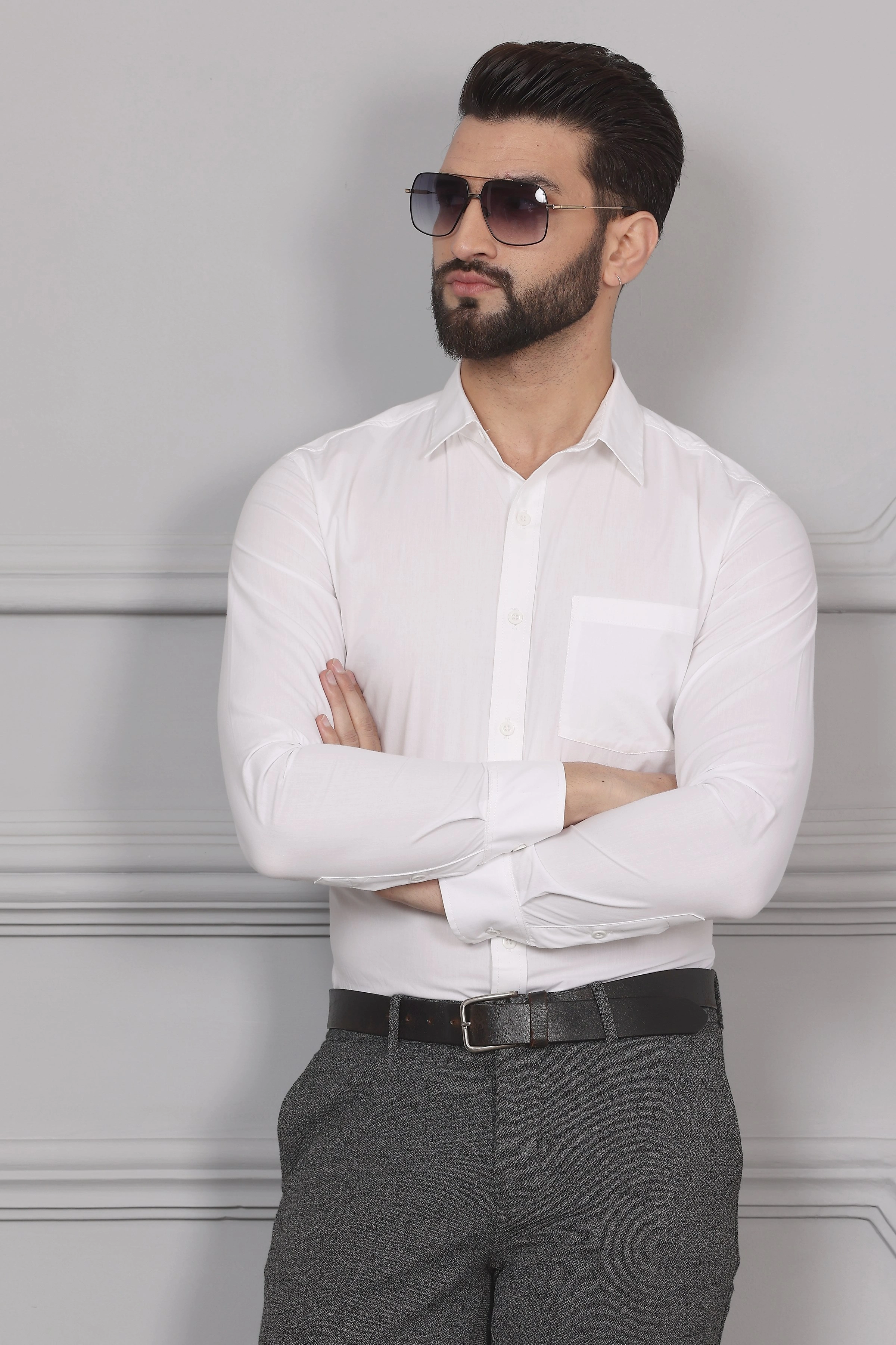 White Formal Cotton Shirt-S-4