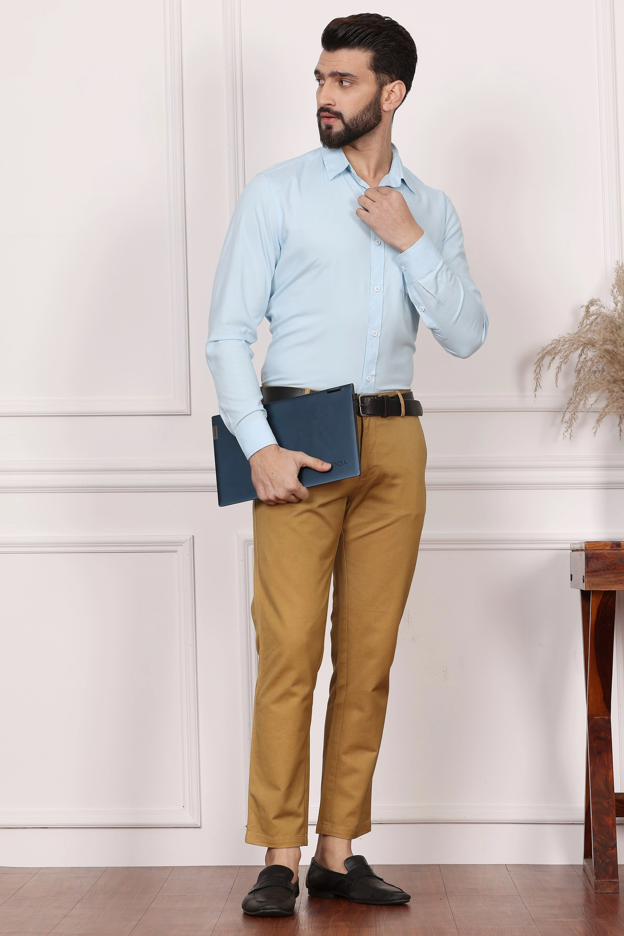 Baby Blue Formal Cotton Shirt-S-3
