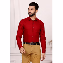 burgundy formal cotton shirt