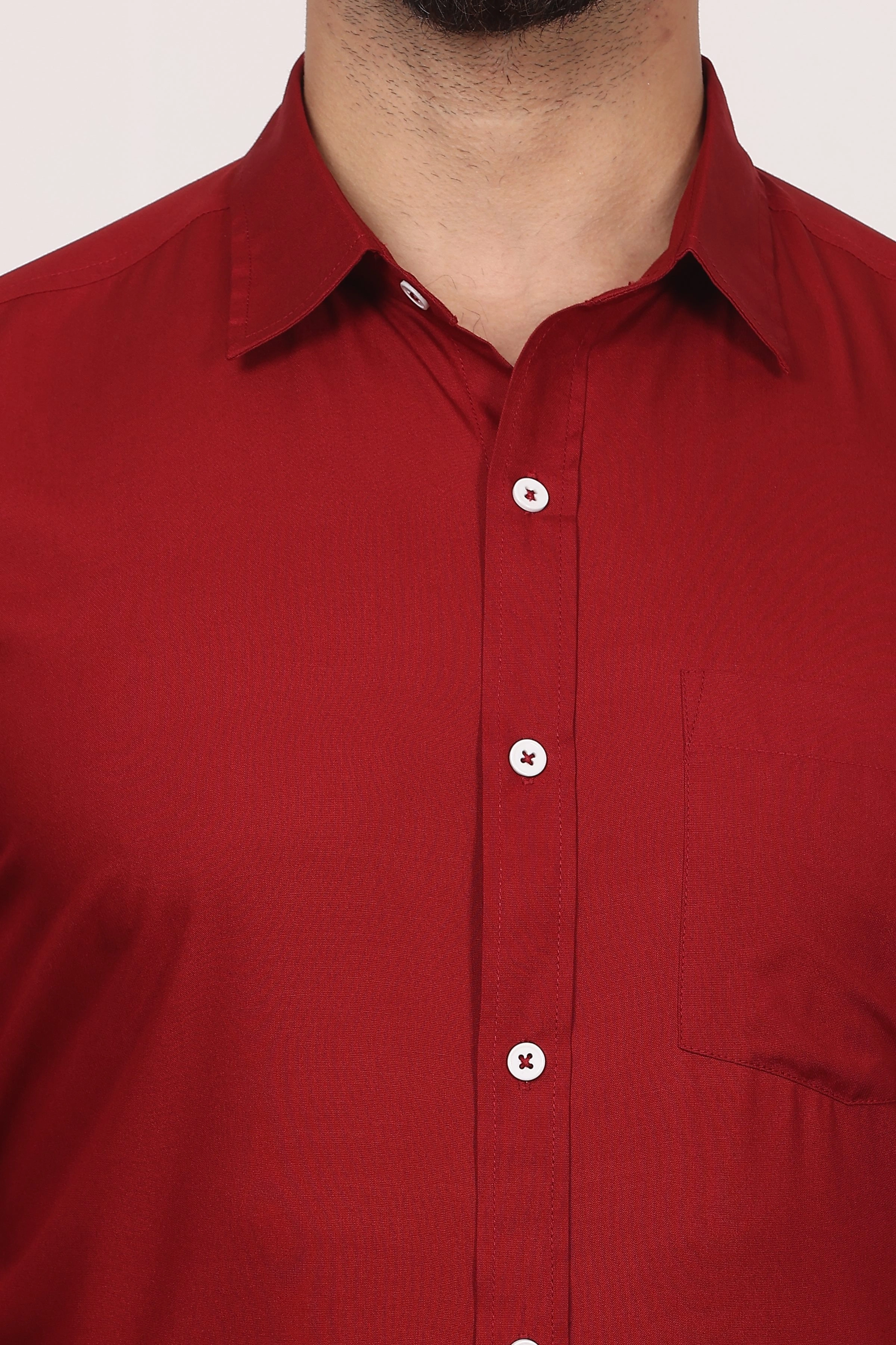 Burgundy Formal Cotton Shirt-S-5