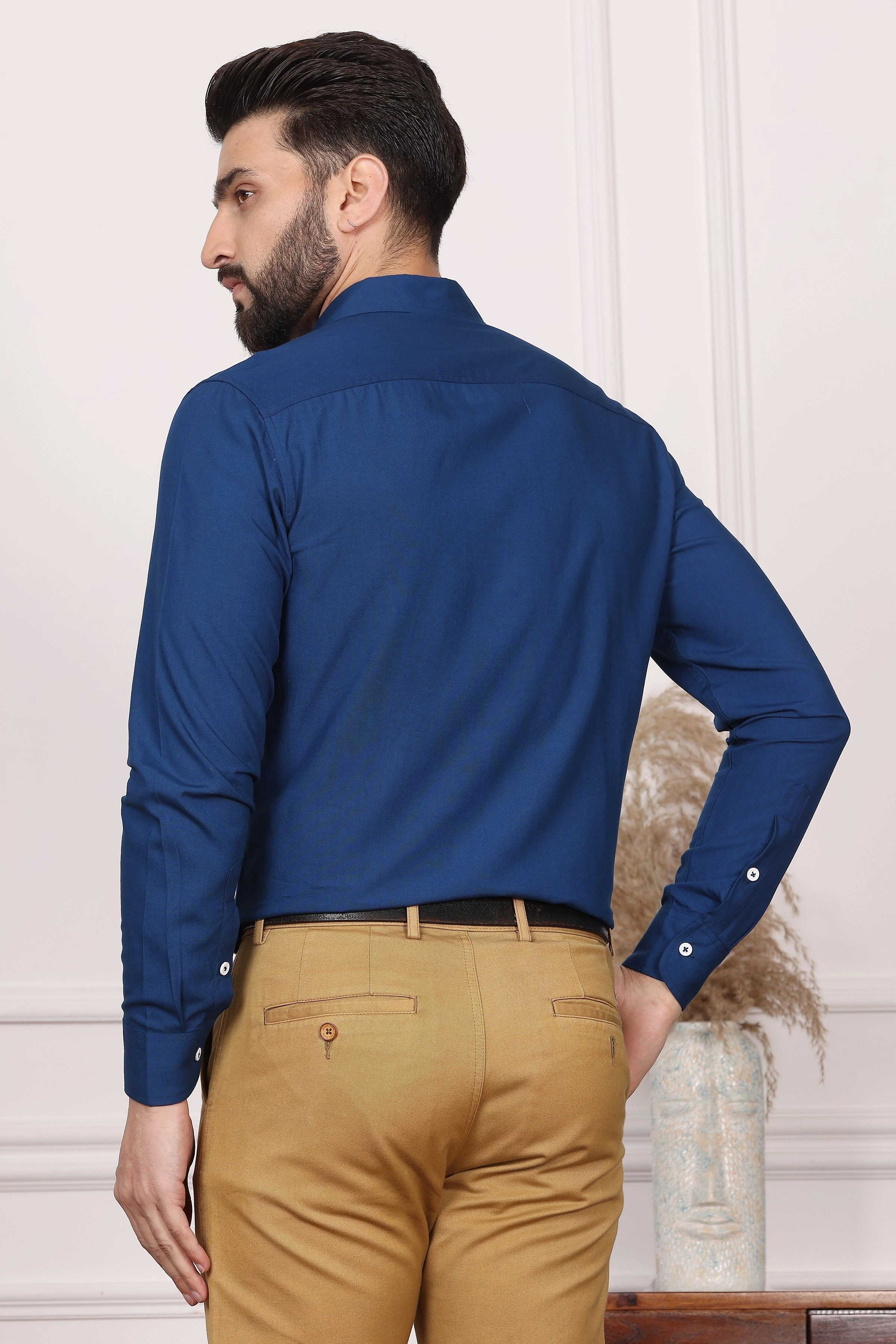 Royal Blue Formal Cotton Shirt-S-7