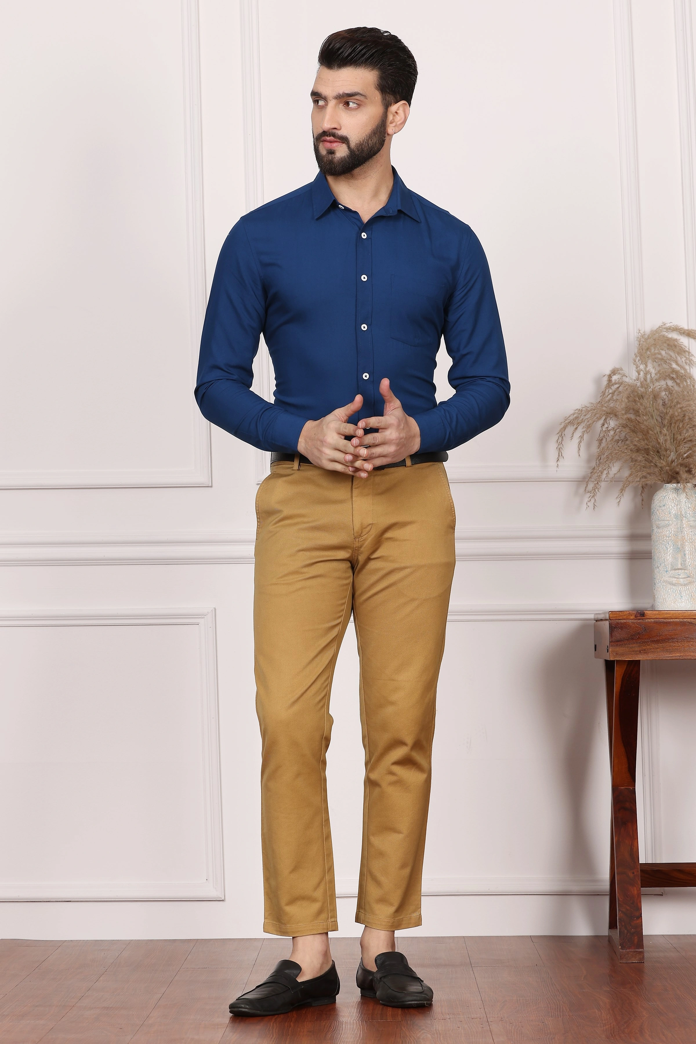 Royal Blue Formal Cotton Shirt-S-5