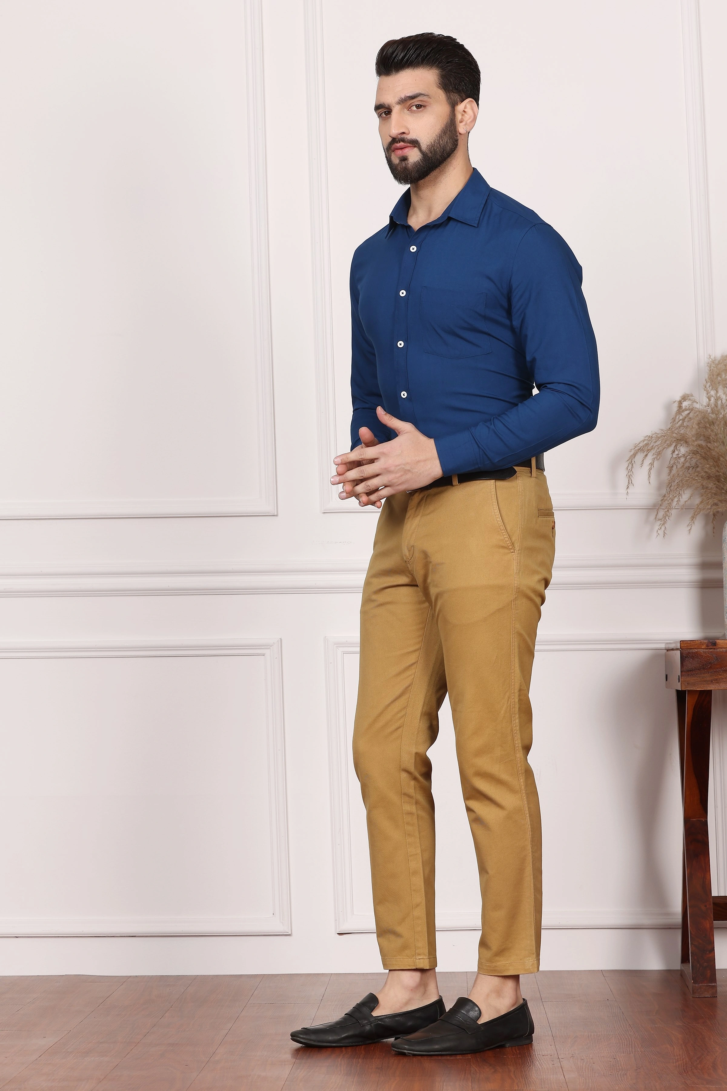 Royal Blue Formal Cotton Shirt-S-4