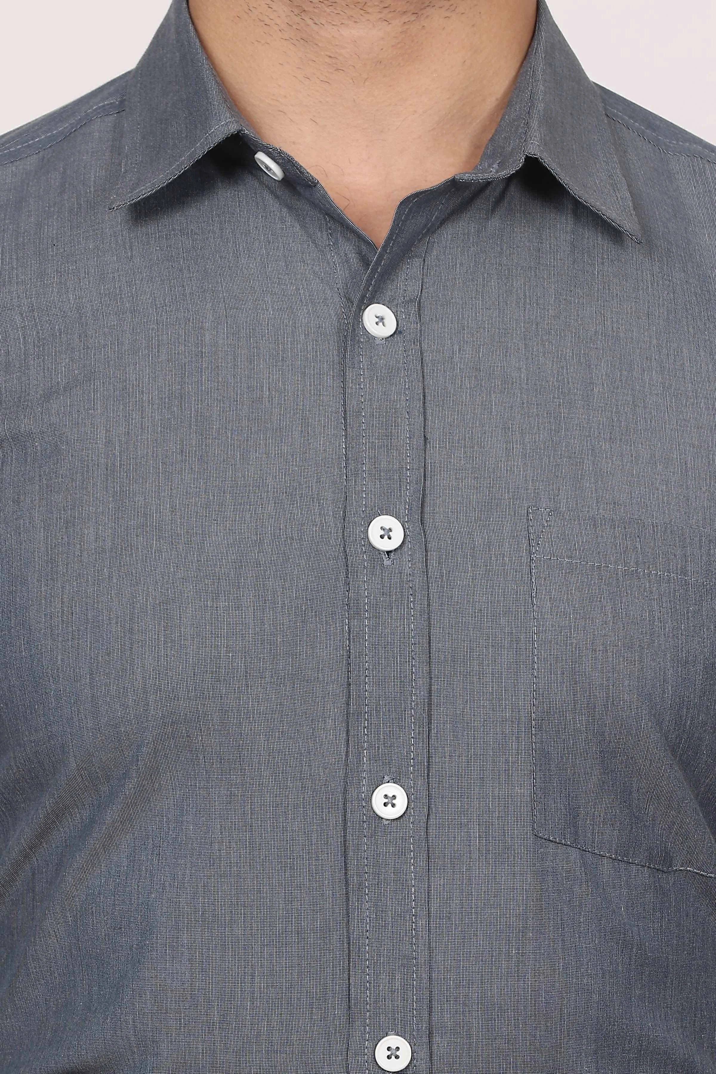 Grey Formal Cotton Shirt-S-5