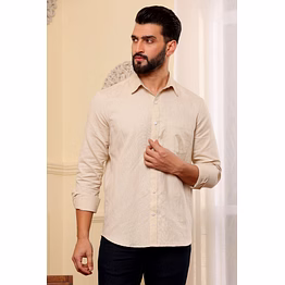 beige pure linen shirt