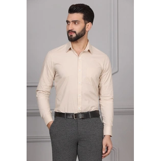 Beige Cream Formal Cotton Shirt