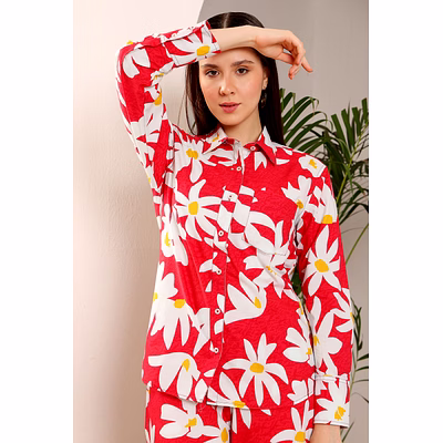 lily flower red co-ord set