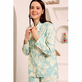 hibiscus print artic blue co-ord set