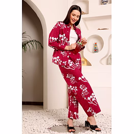 mushroom scarlet maroon co-ord set