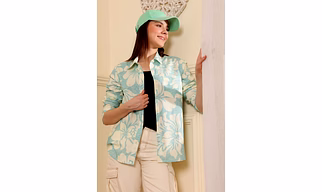 Hibiscus Print Artic Blue Top