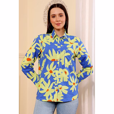 lily flower dodger blue top