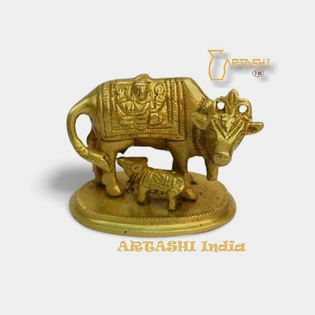 Kamdhenu cow brass