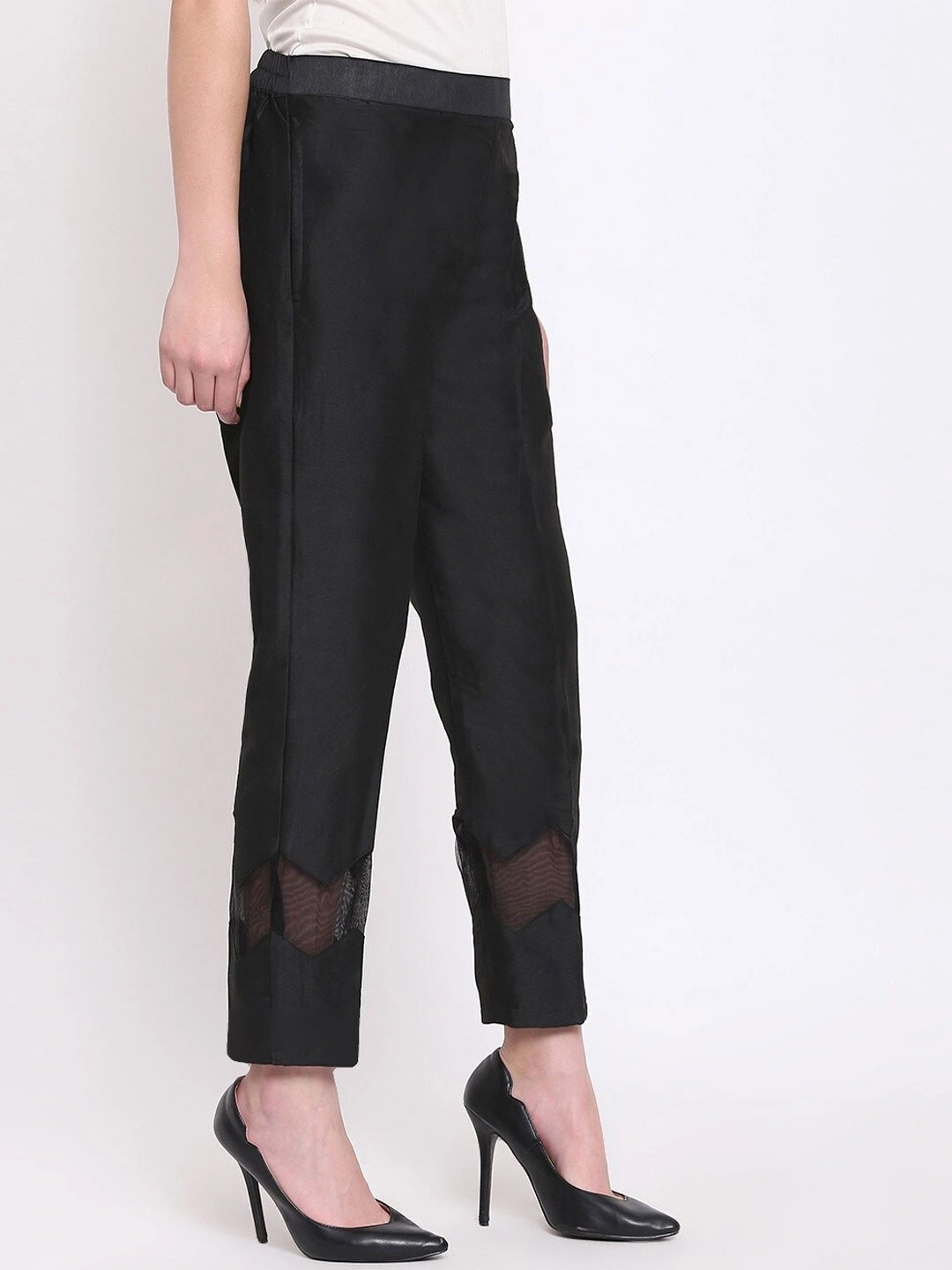 Zig Zag Silk Pant-32 (L)-Black-1