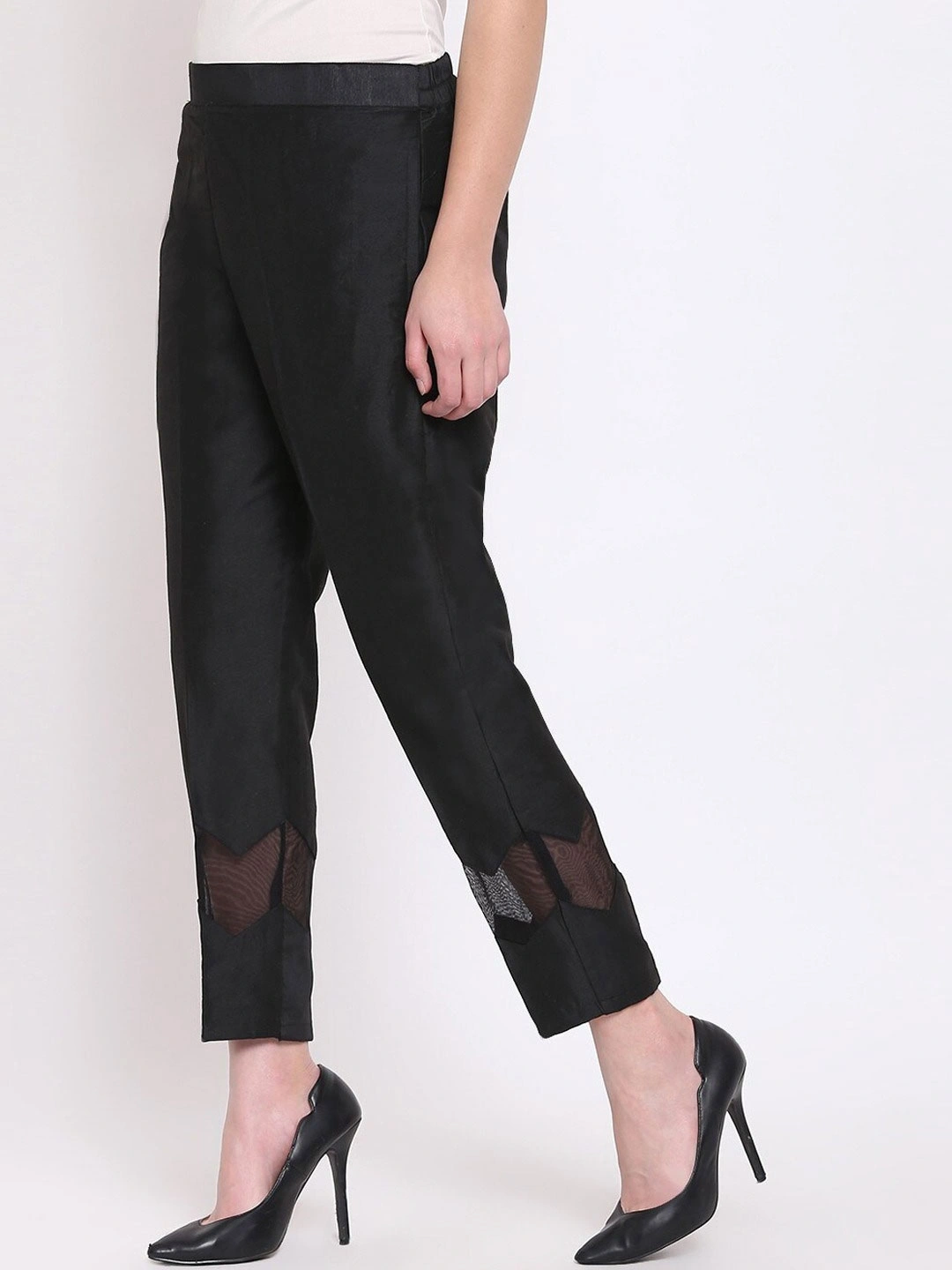 Zig Zag Silk Pant-32 (L)-Black-2