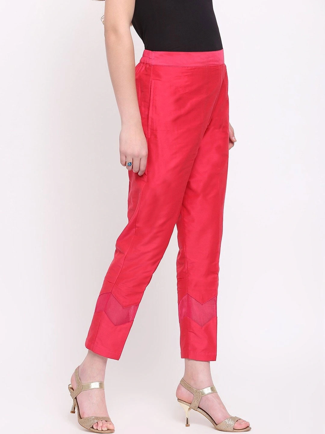 Zig Zag Silk Pant-Magenta-32 (L)-1