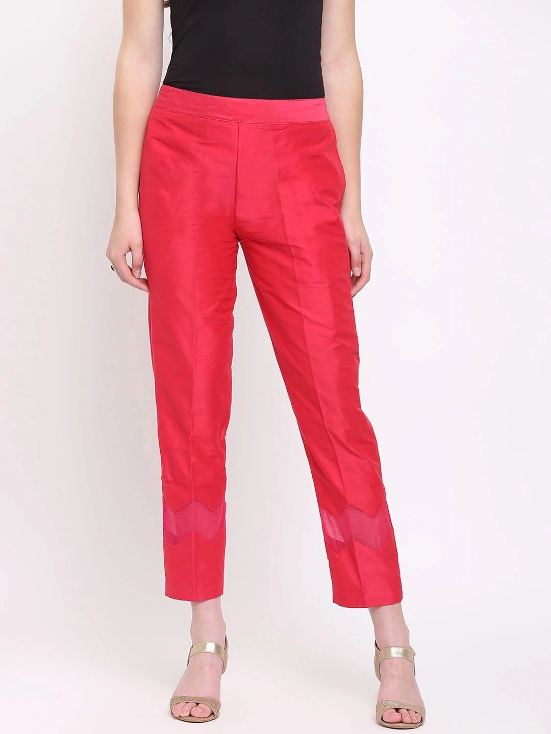 Zig Zag Silk Pant-Magenta-32 (L)-2