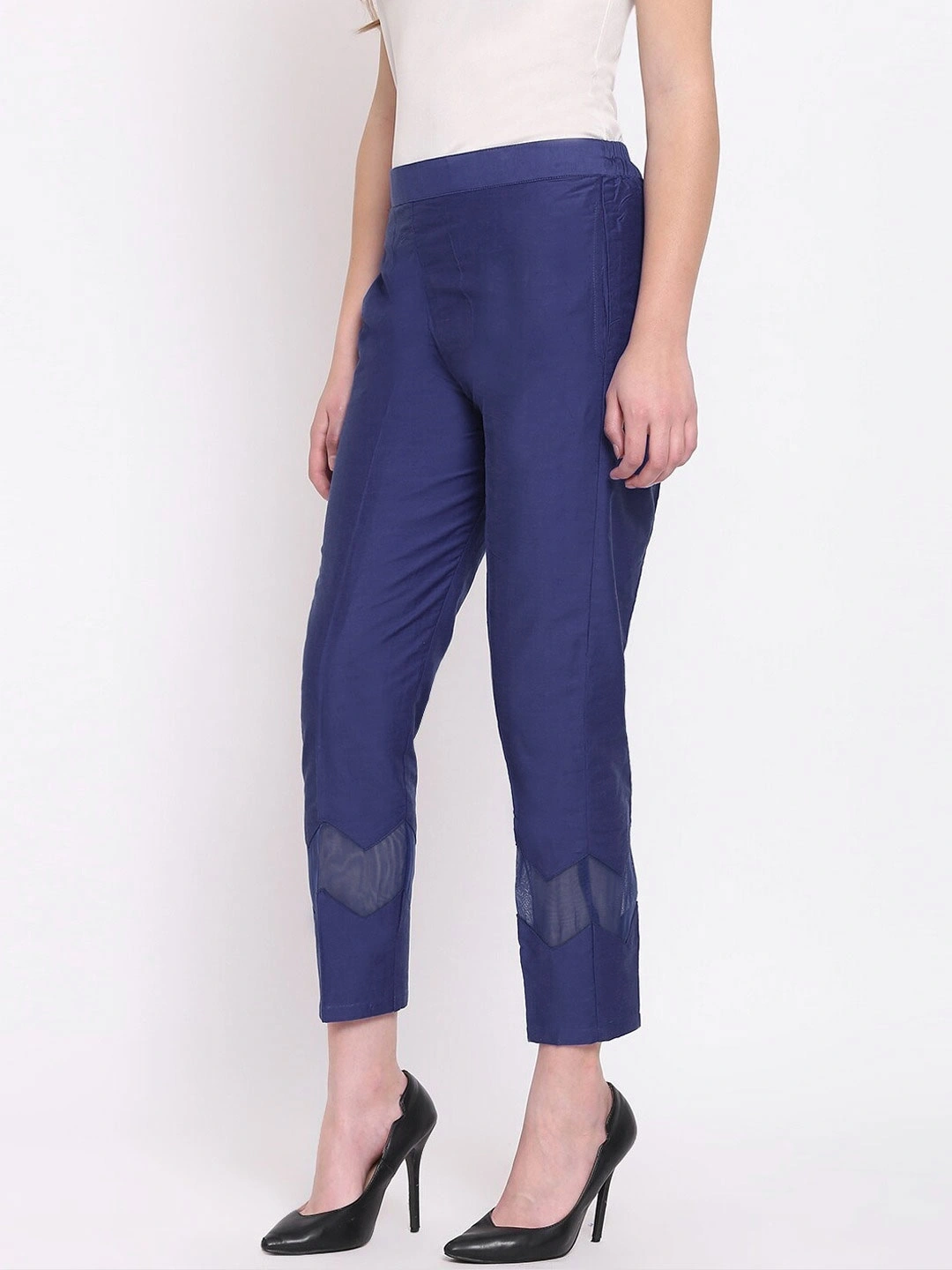 Zig Zag Silk Pant-Blue-32 (L)-1