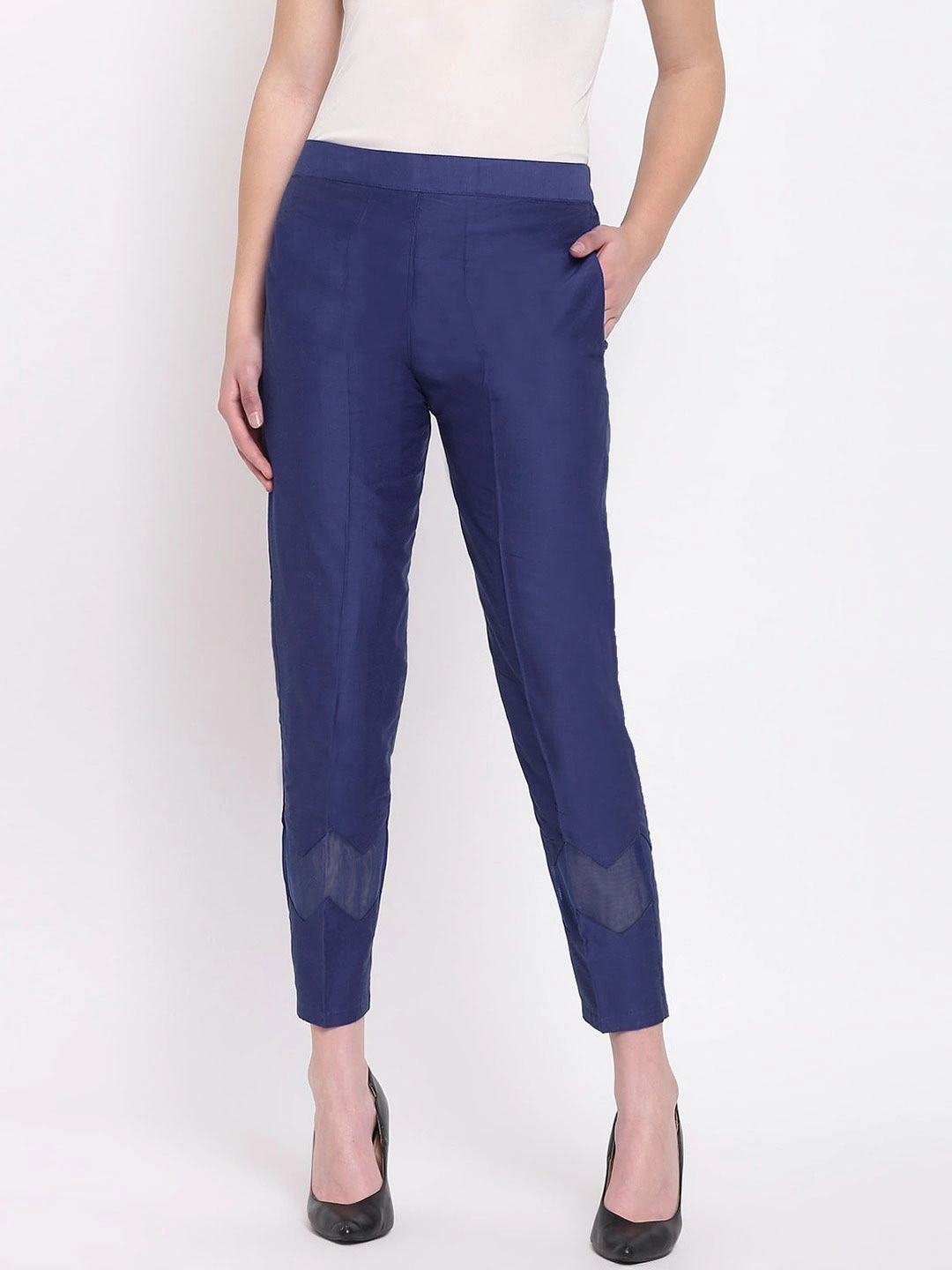 Zig Zag Silk Pant-Blue-32 (L)-2