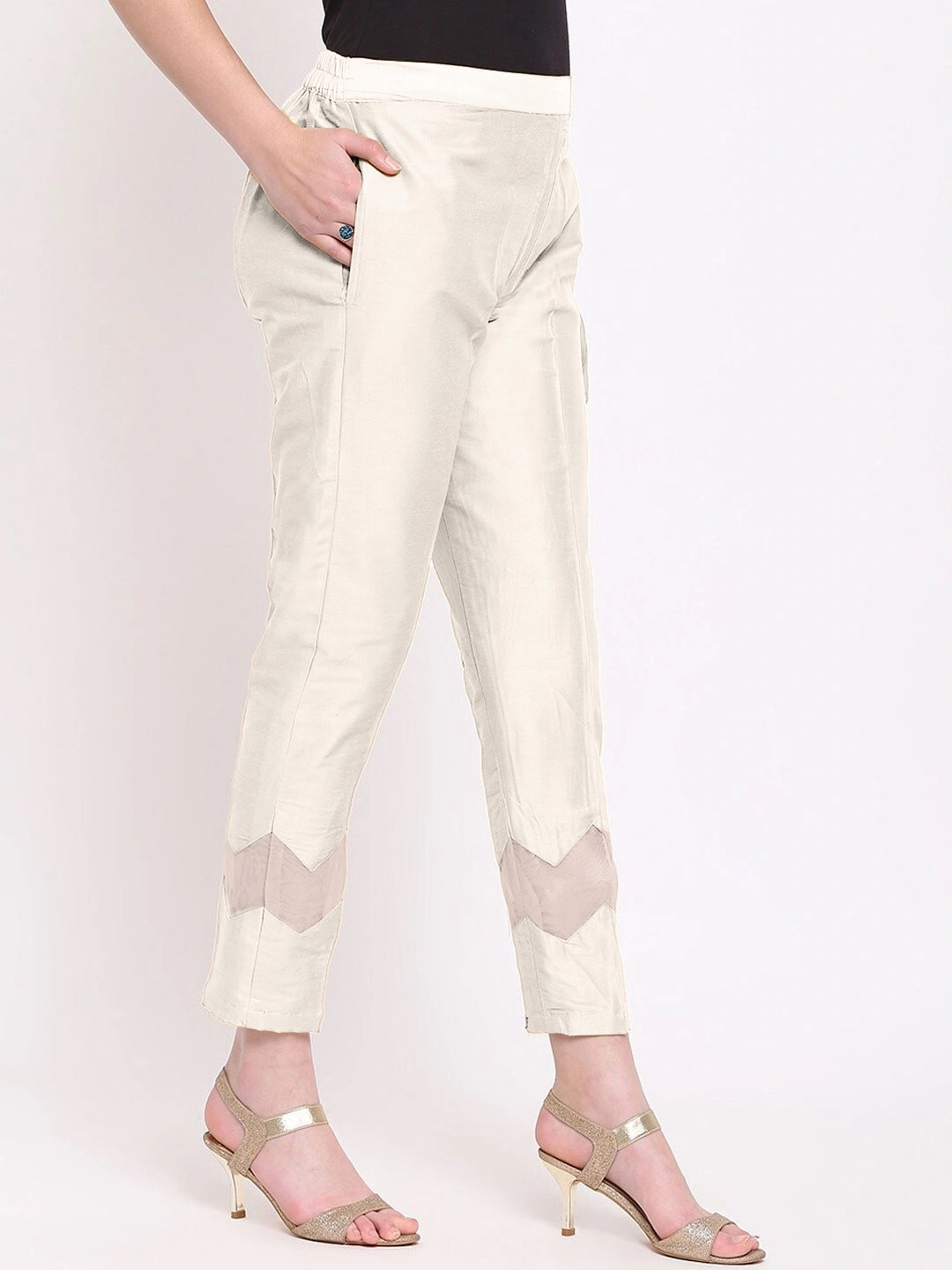 Zig Zag Silk Pant-White-32 (L)-1