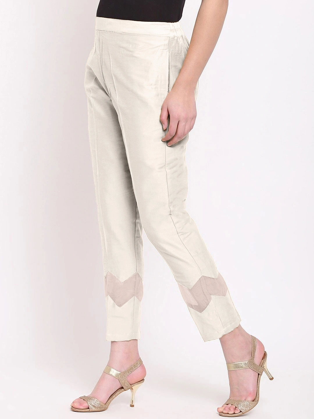 Zig Zag Silk Pant-White-32 (L)-2