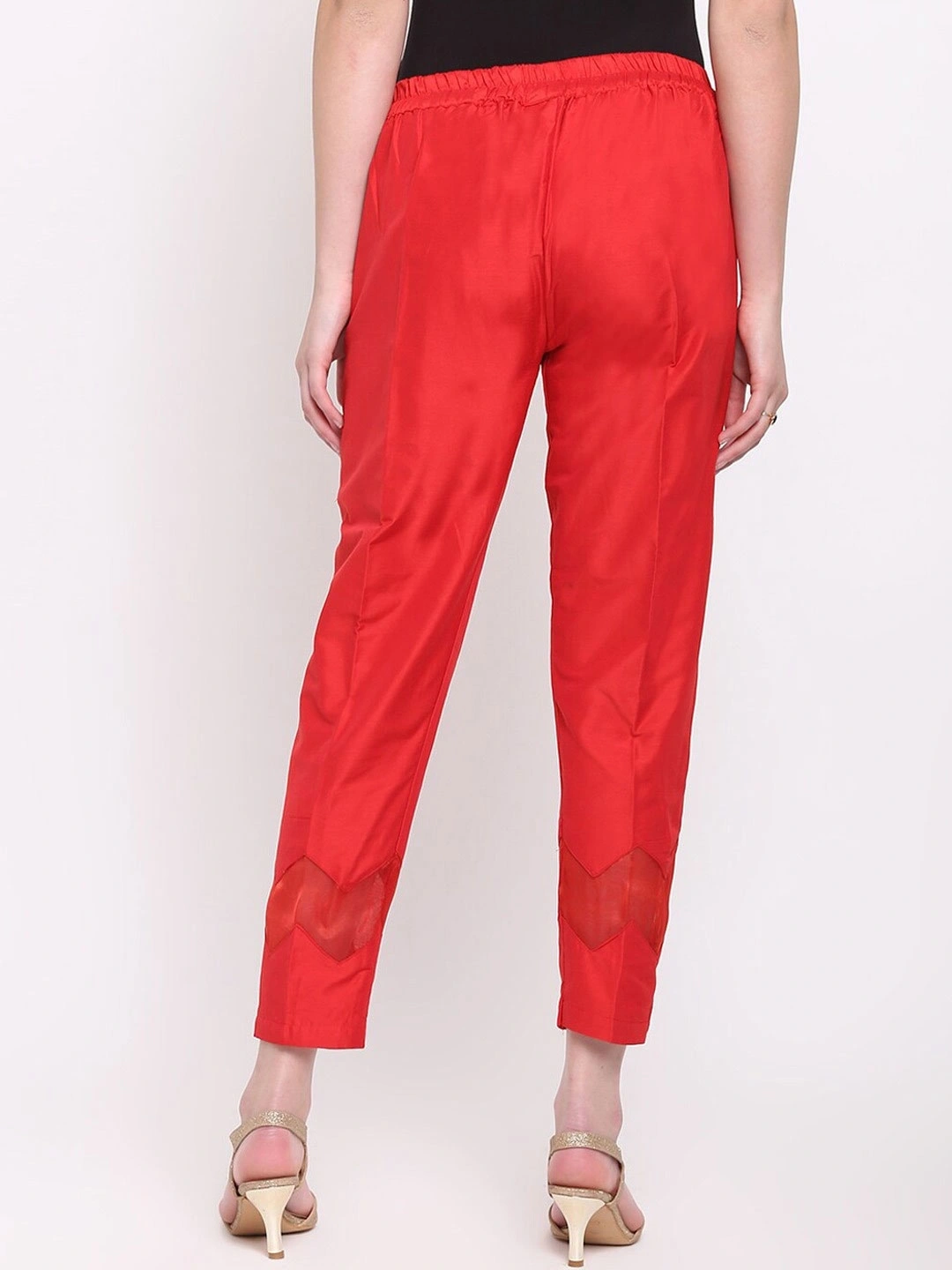 Zig Zag Silk Pant-Red-32 (L)-1