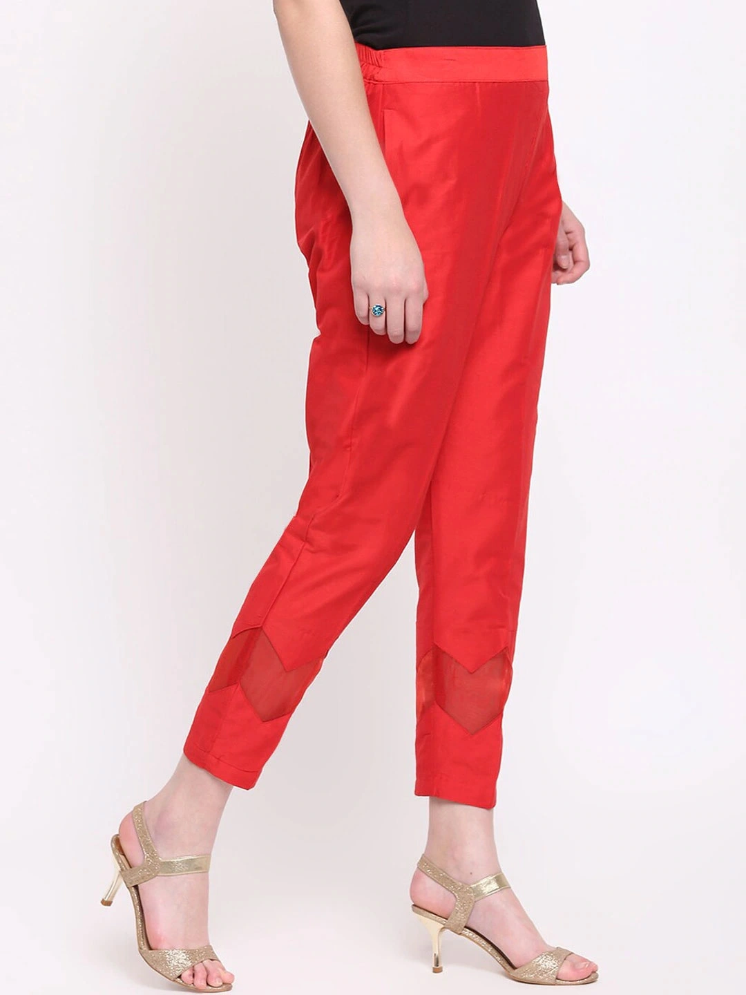 Zig Zag Silk Pant-Red-32 (L)-2