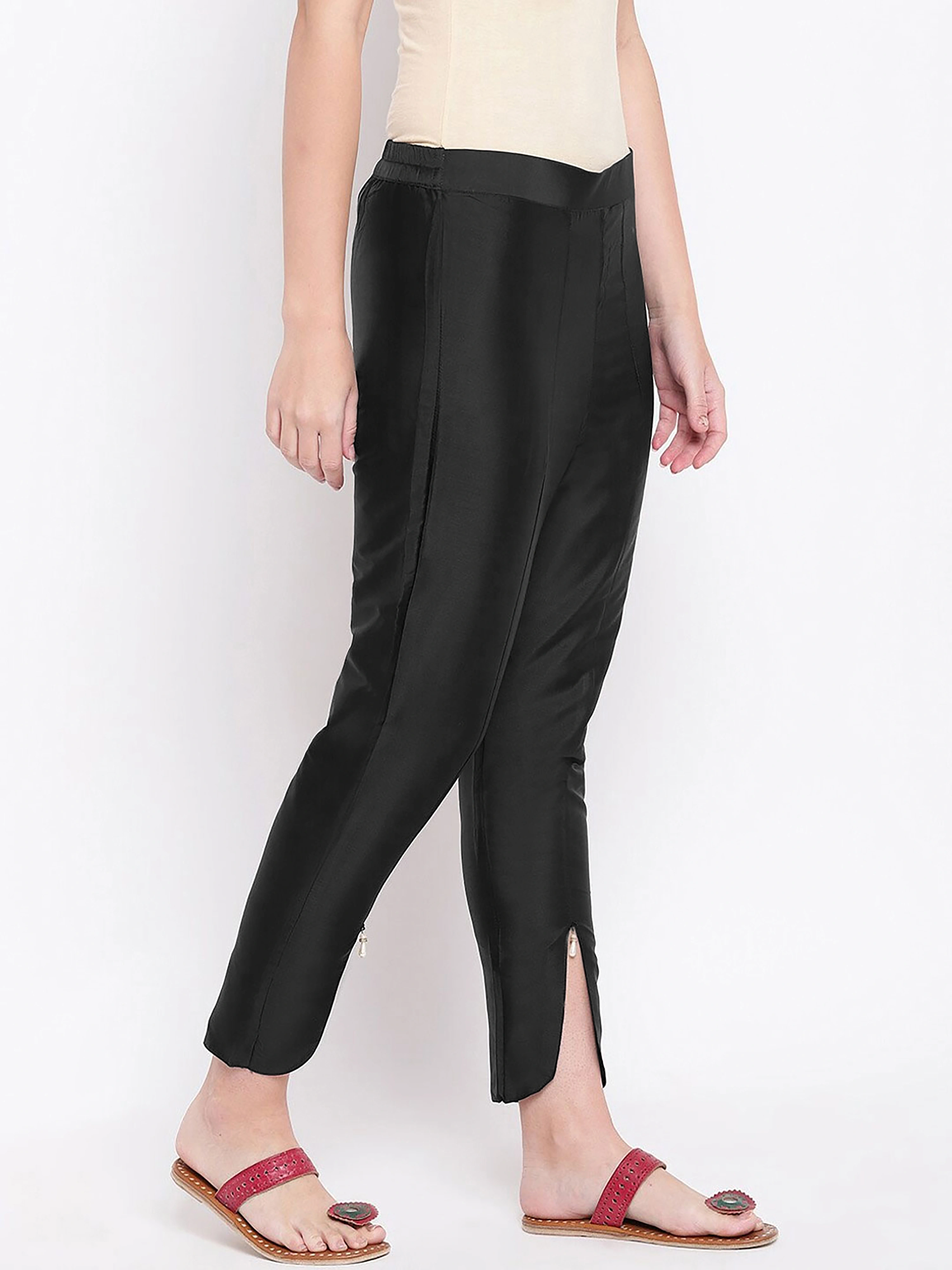 Tulip Silk Pant-32 (L)-Black-1