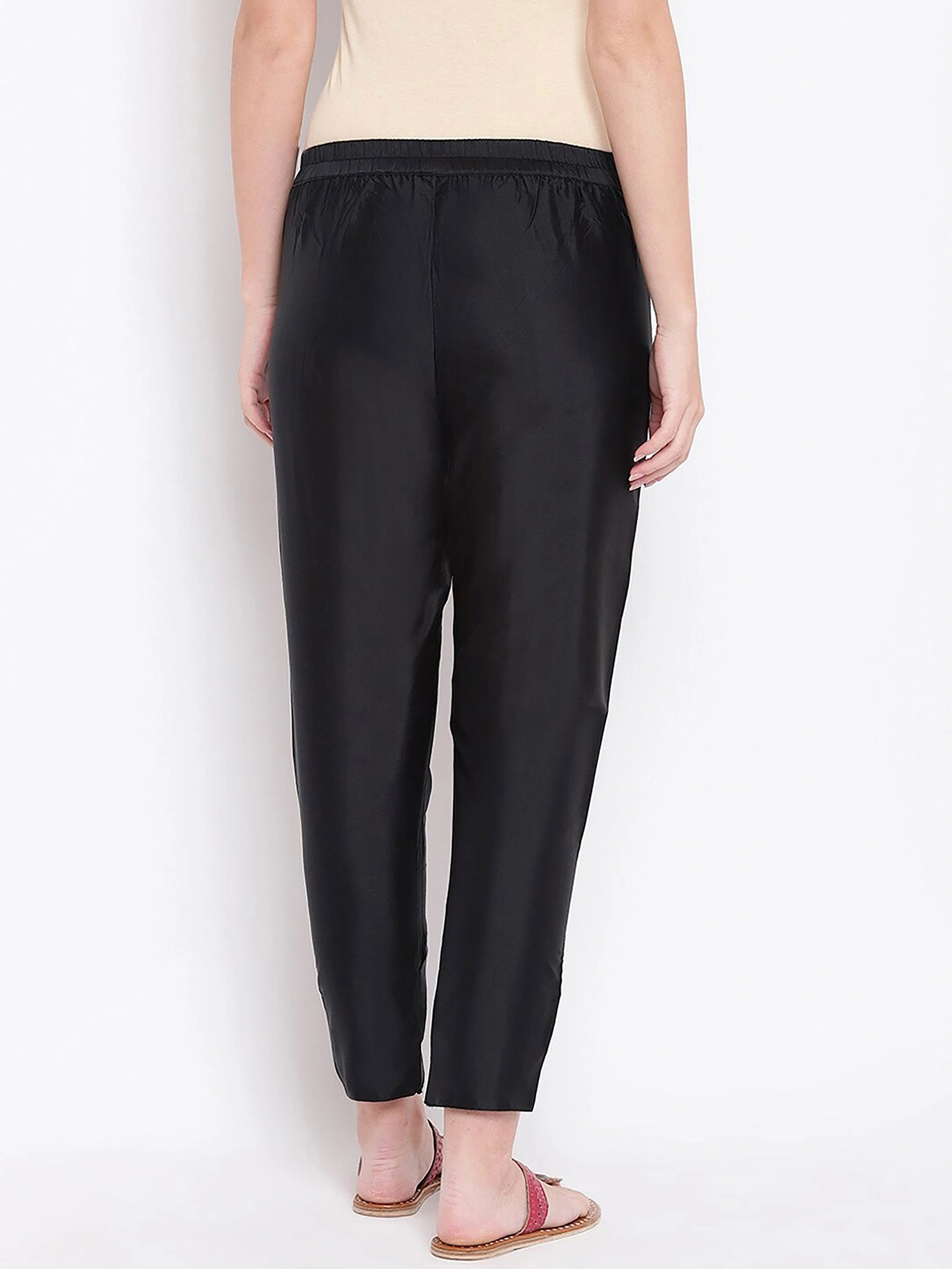 Tulip Silk Pant-32 (L)-Black-2