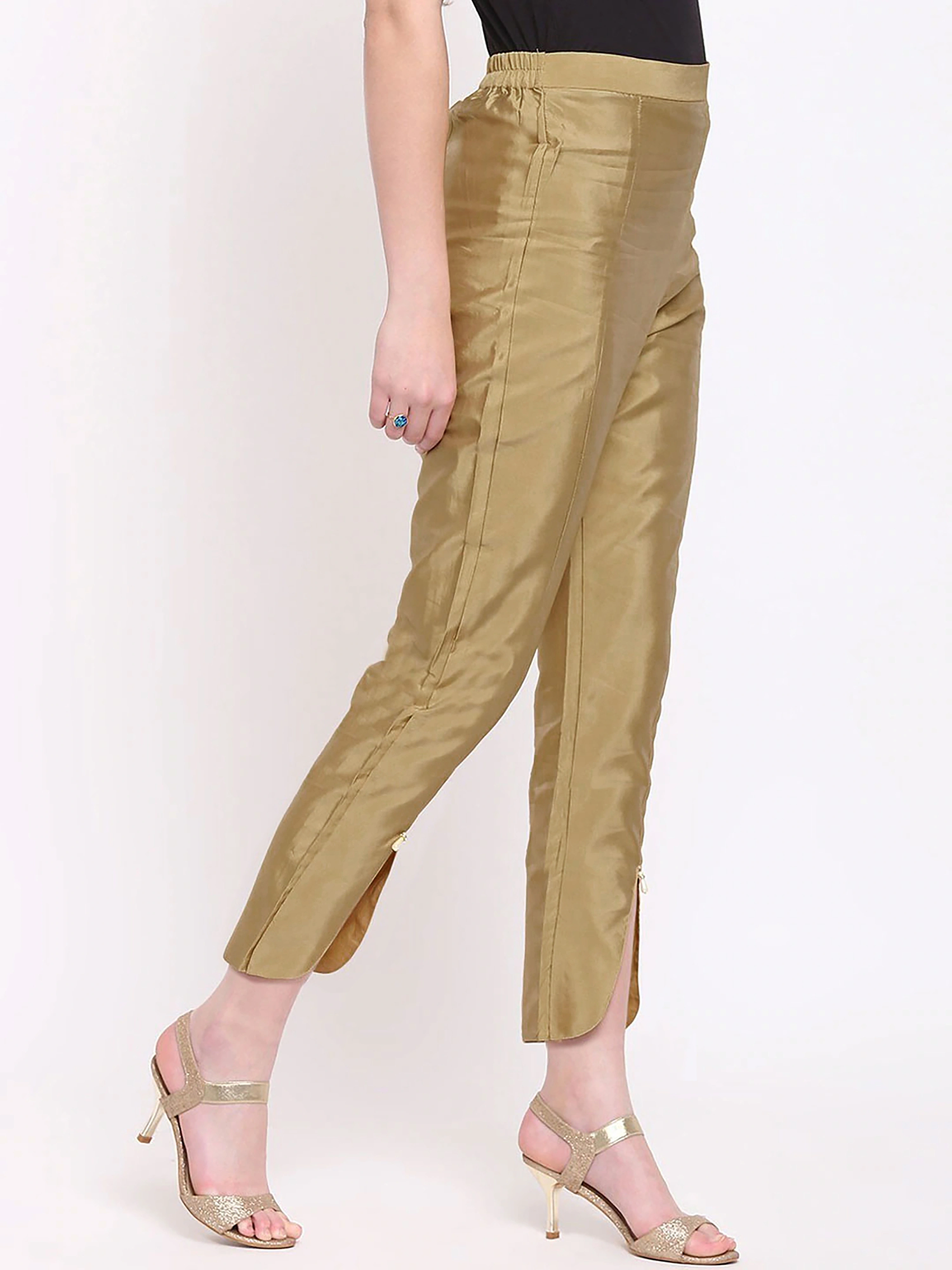 Tulip Silk Pant-32 (L)-Golden-1