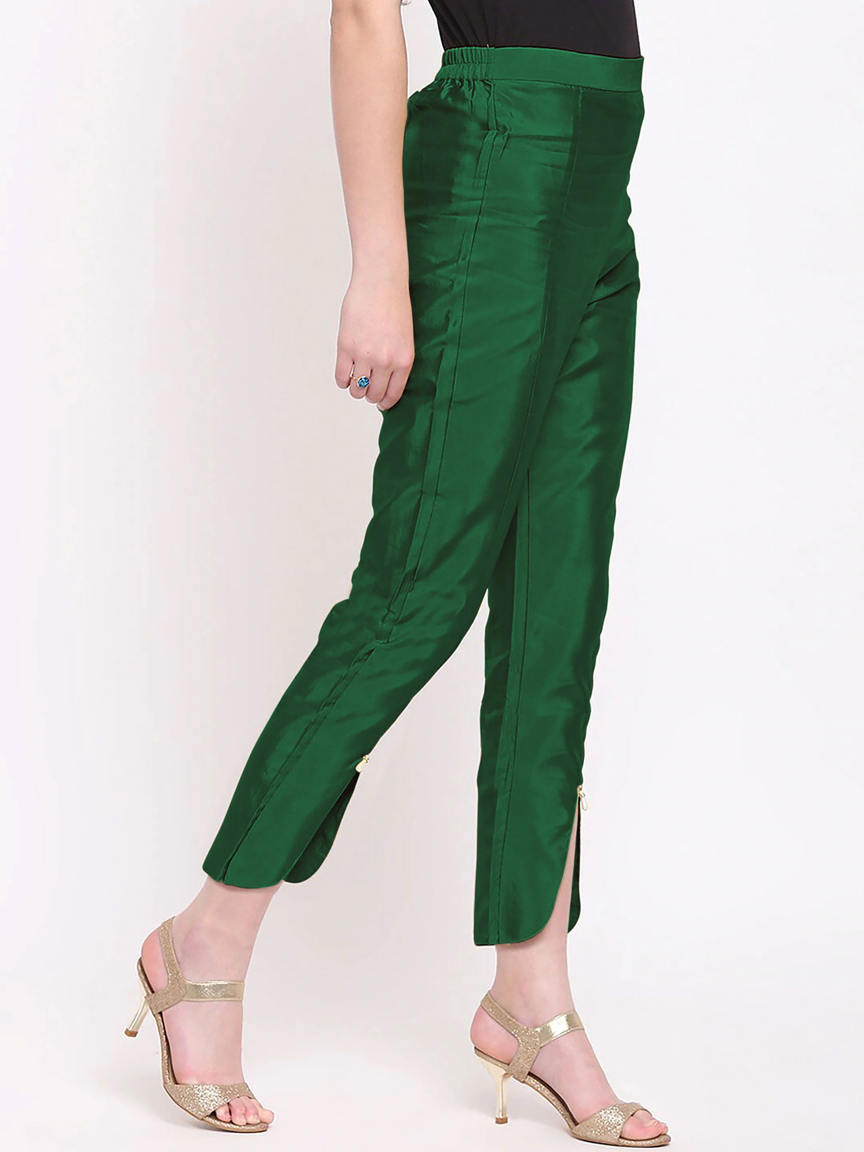 Tulip Silk Pant-32 (L)-Green-1