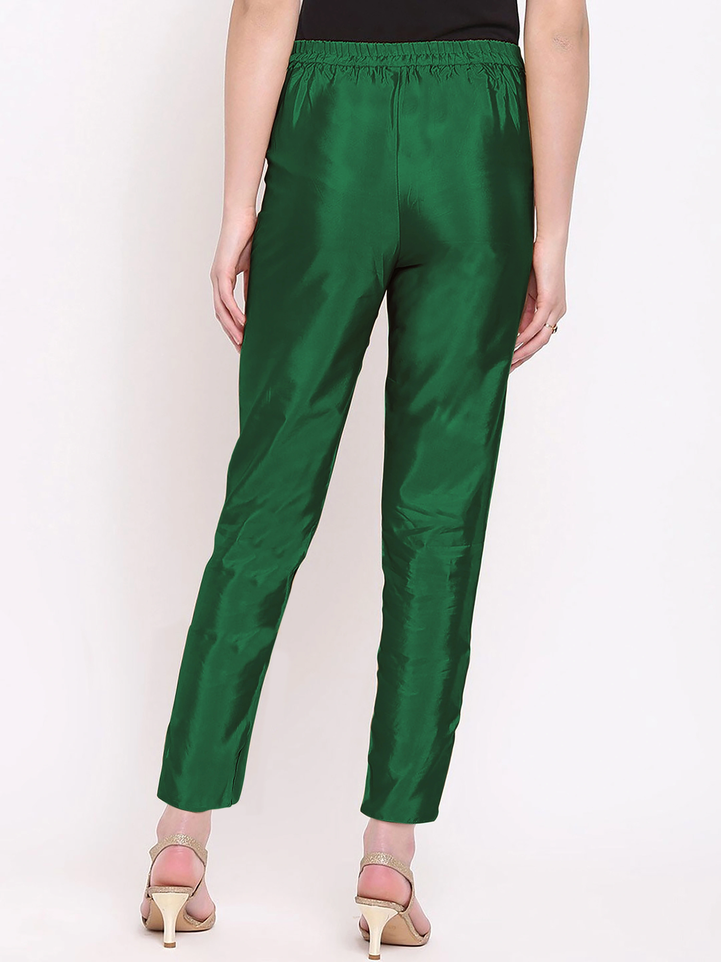 Tulip Silk Pant-32 (L)-Green-2