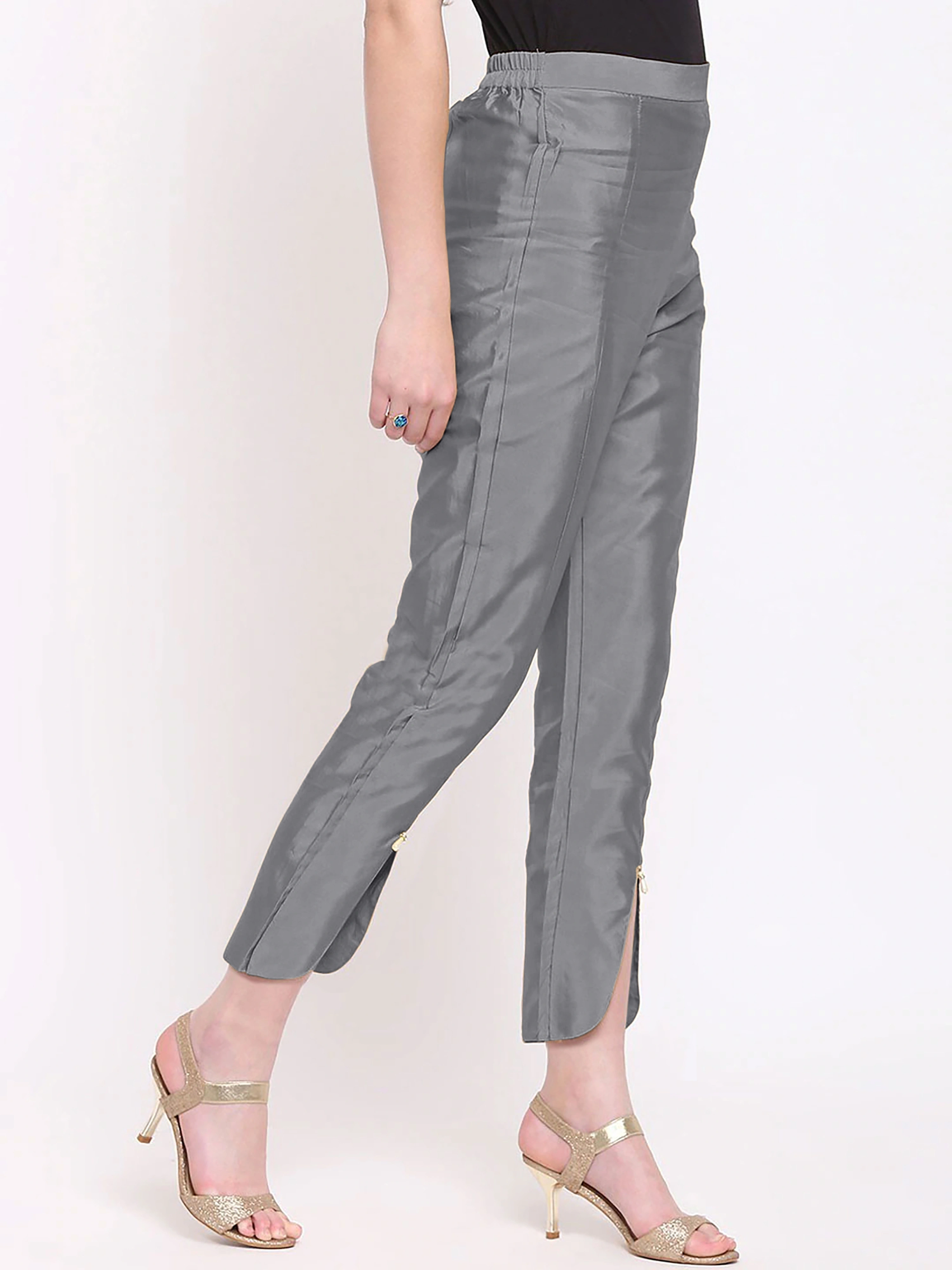 Tulip Silk Pant-32 (L)-Grey-2