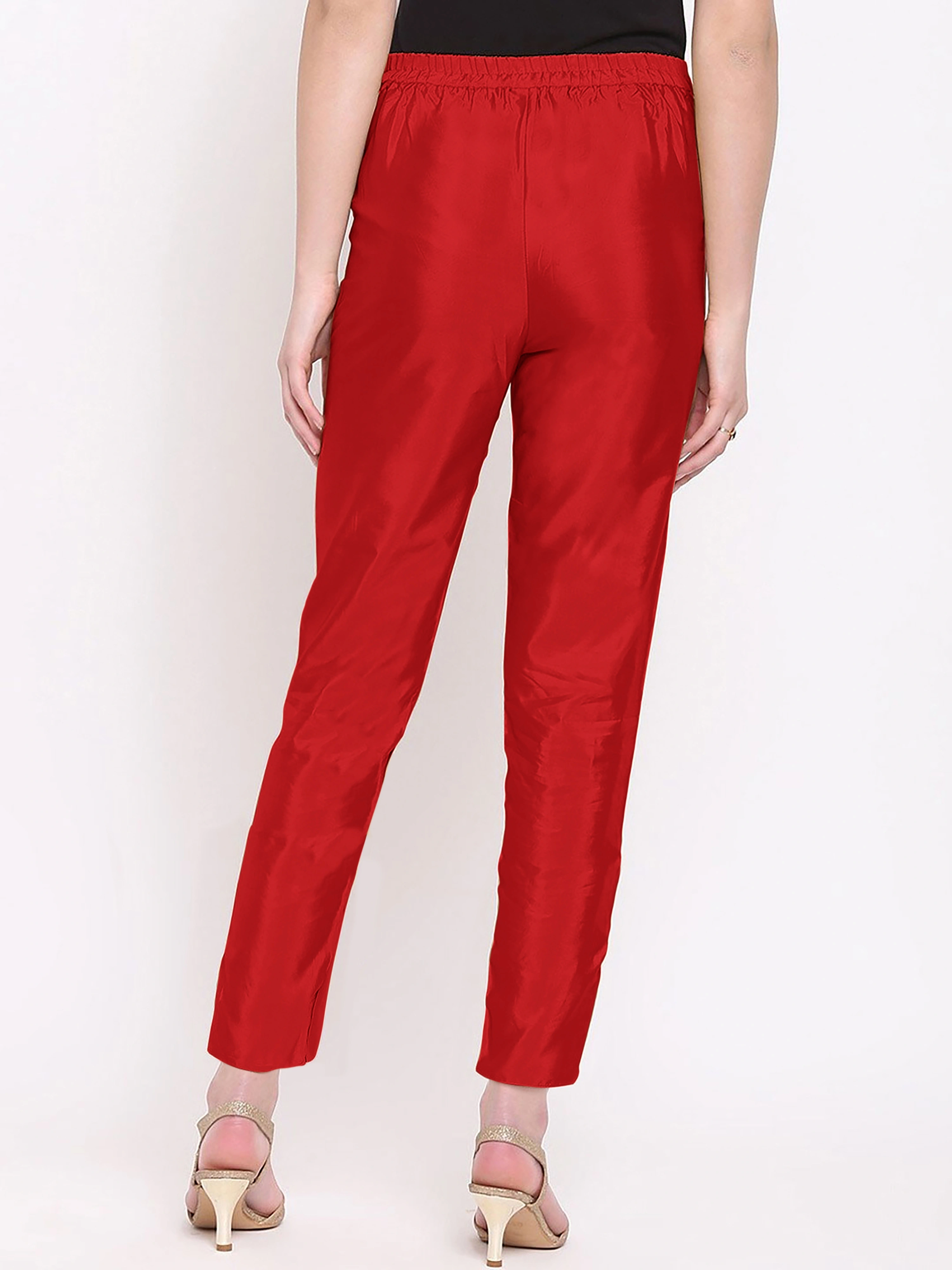 Tulip Silk Pant-32 (L)-Red-2