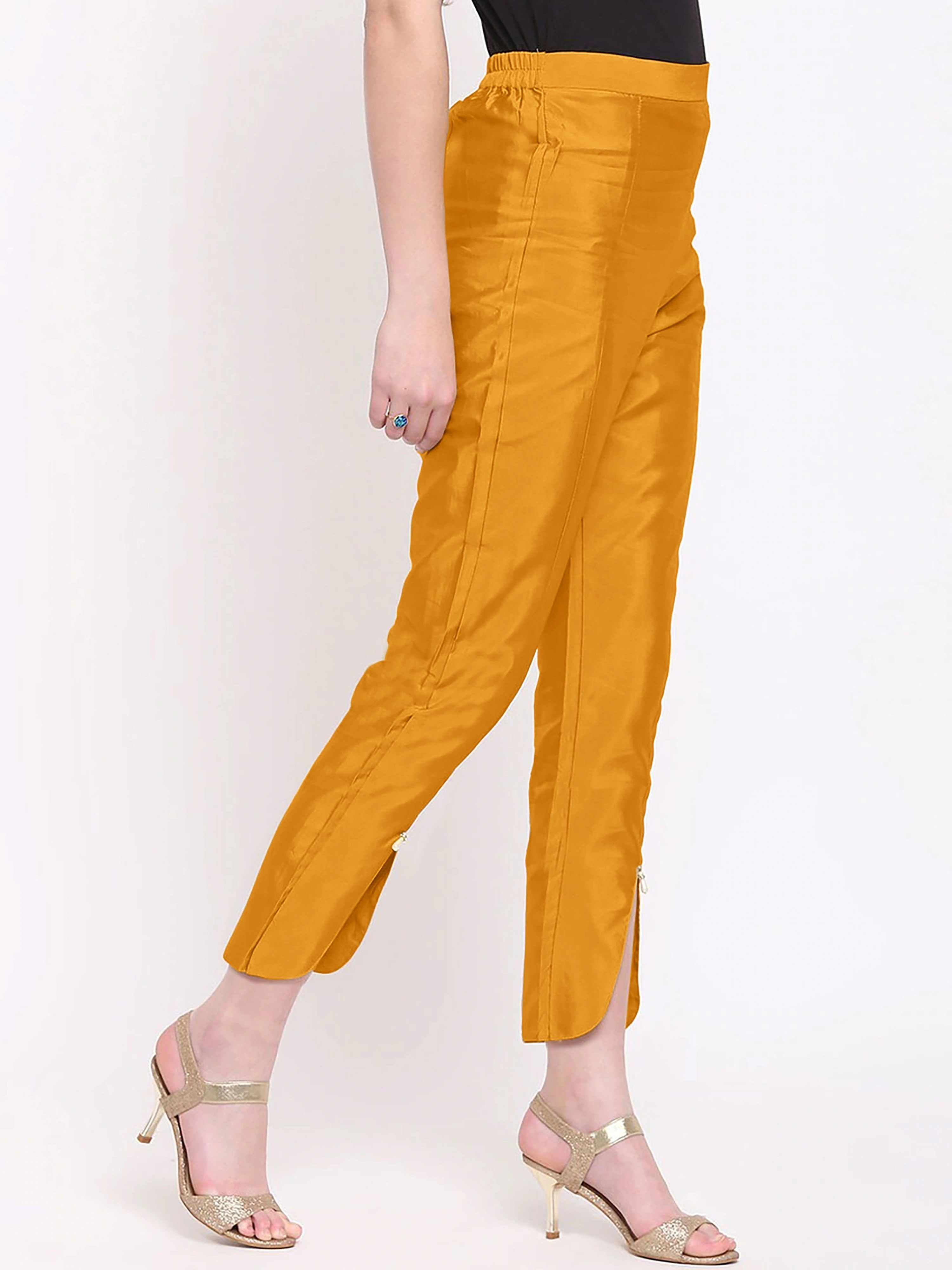 Tulip Silk Pant-32 (L)-Yellow-1