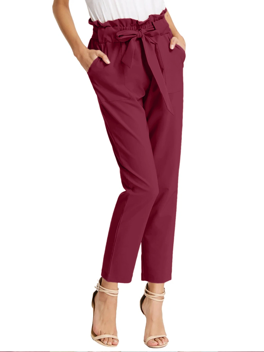 Tie Knot Pant-Wine-30-32 (L)-1