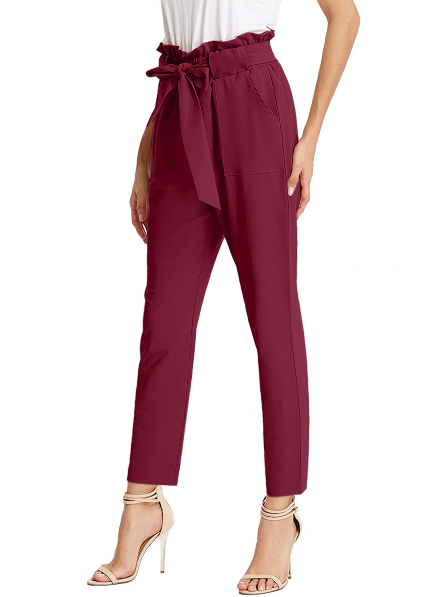 Tie Knot Pant-Wine-30-32 (L)-2