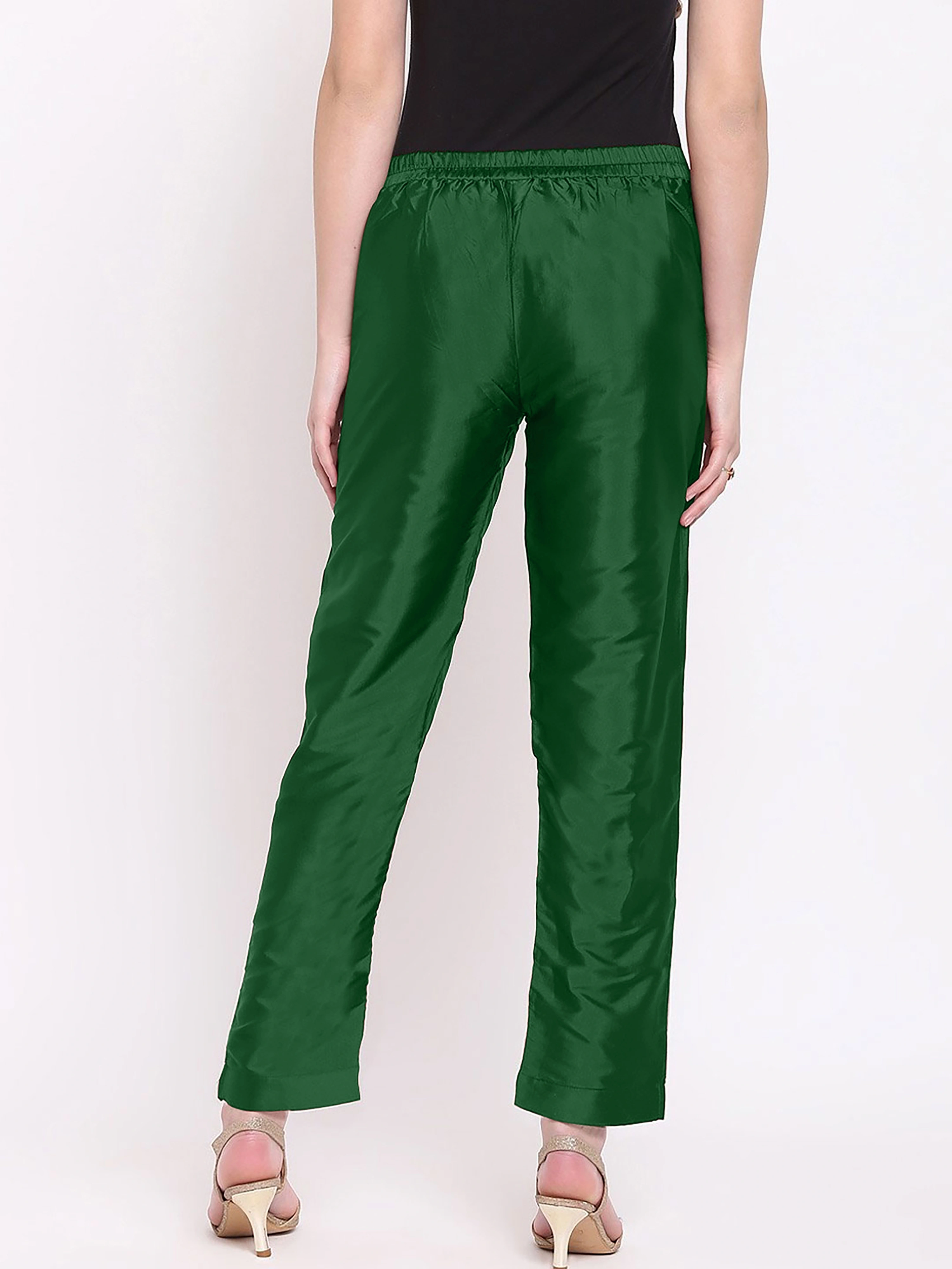 Taffeta Silk Pant-Green-32 (L)-3