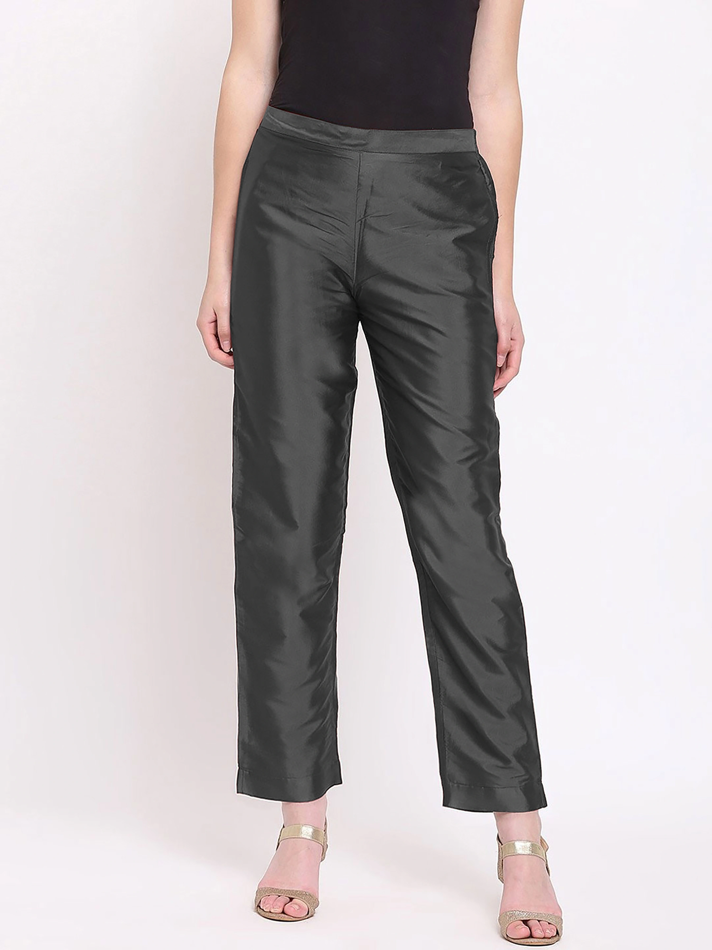 Taffeta Silk Pant-Black-32 (L)-2