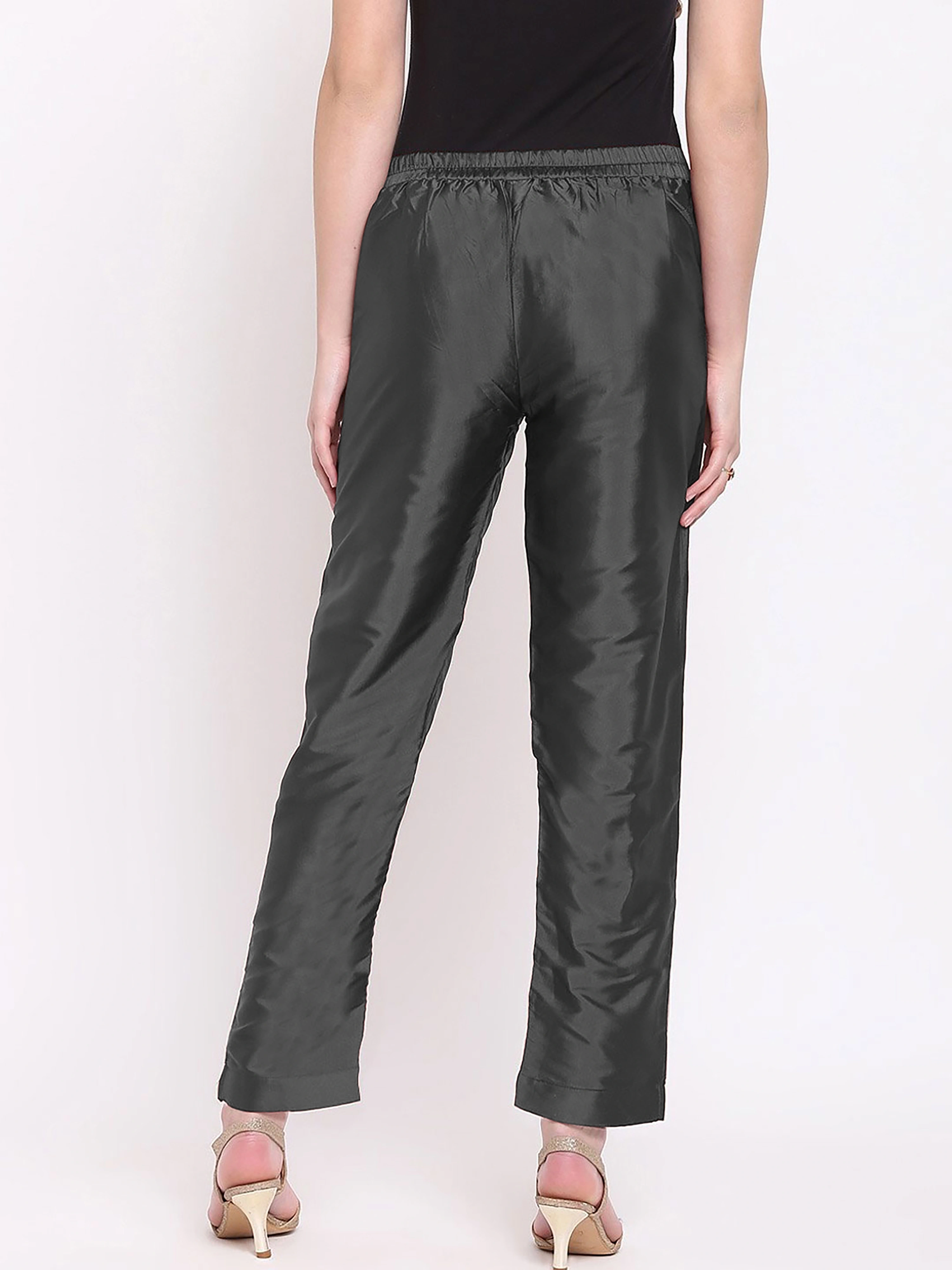 Taffeta Silk Pant-Black-32 (L)-3