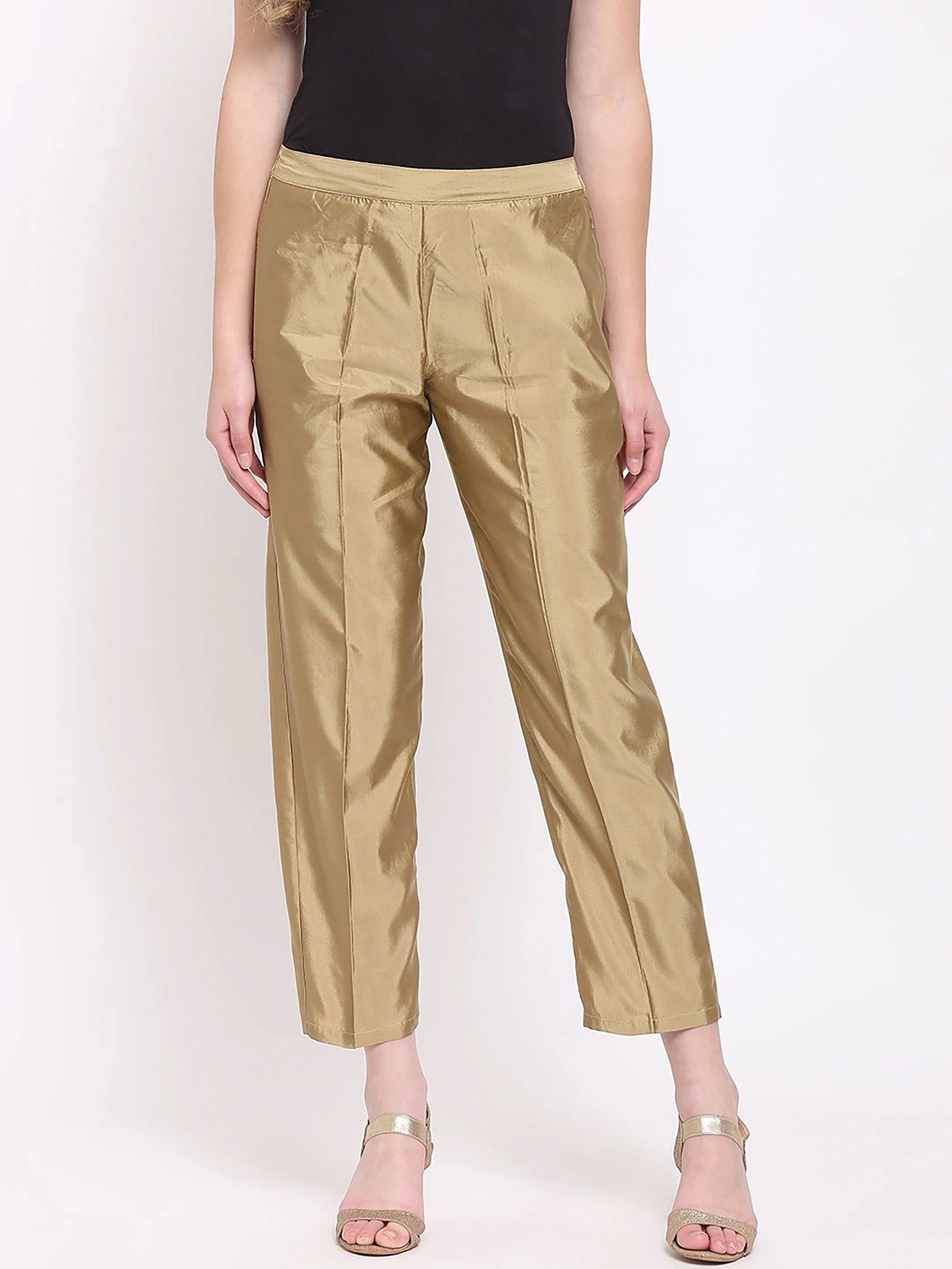 Taffeta Silk Pant-Golden-32 (L)-2