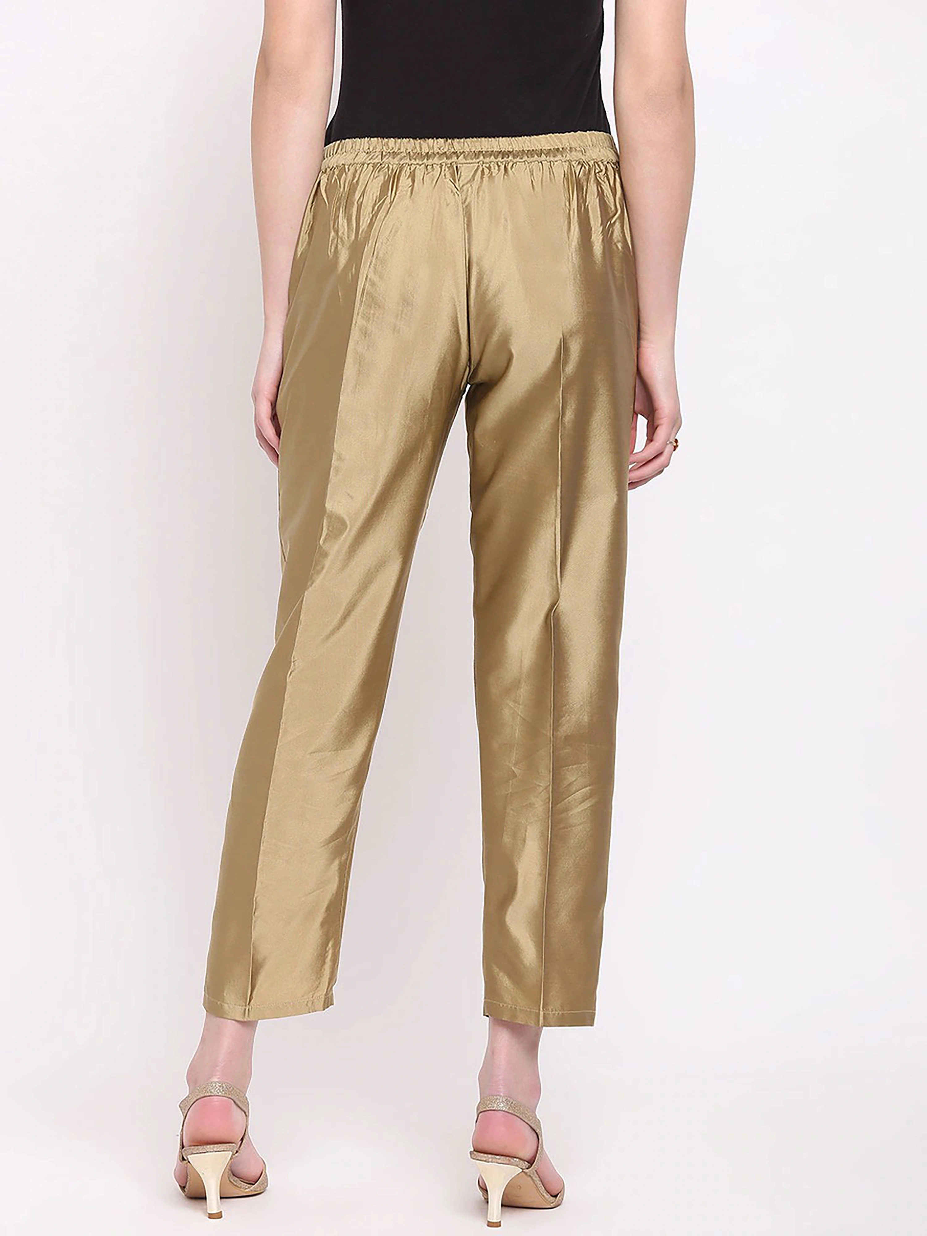 Taffeta Silk Pant-Golden-32 (L)-3