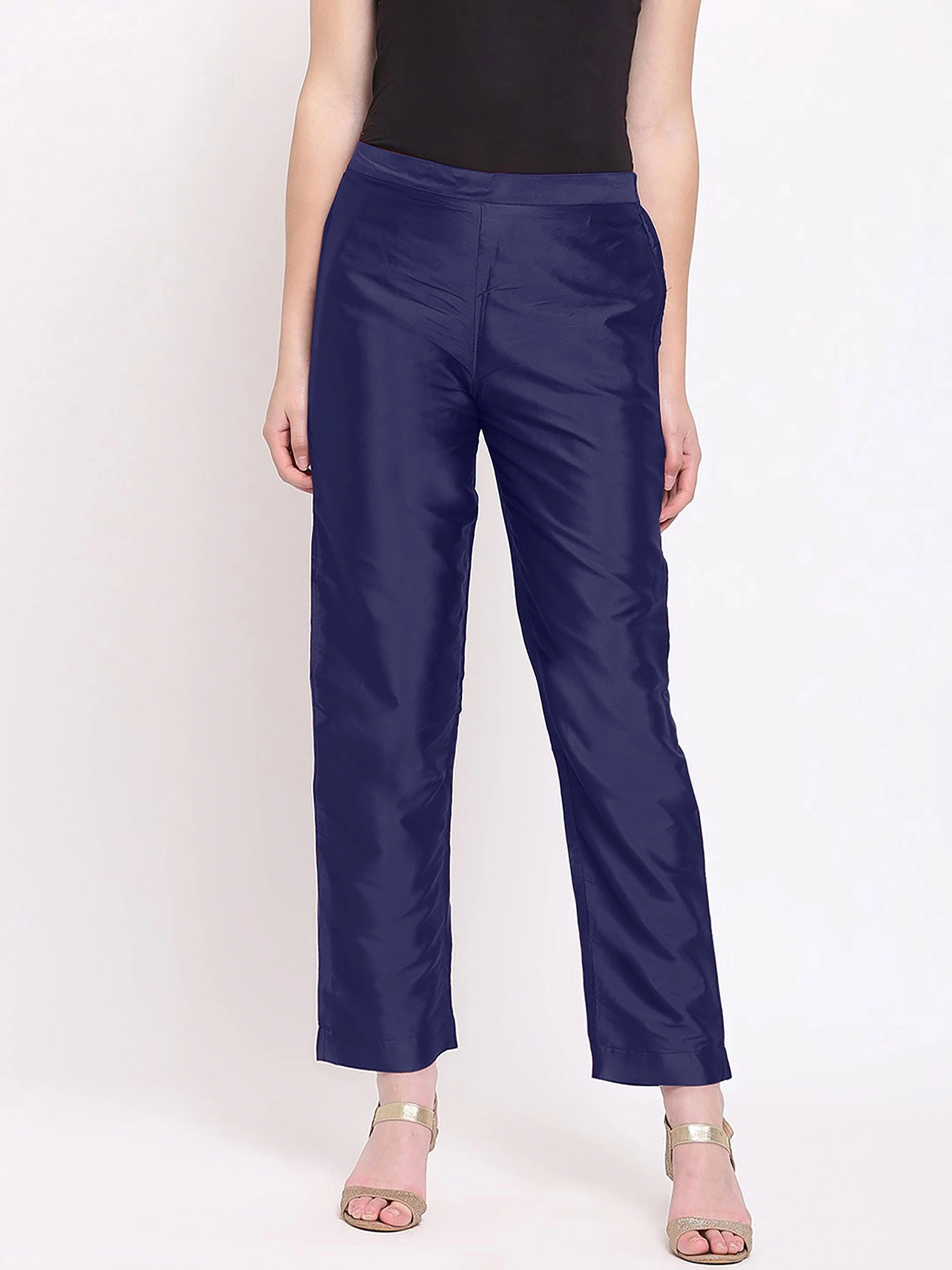 Taffeta Silk Pant-Navy-32 (L)-2